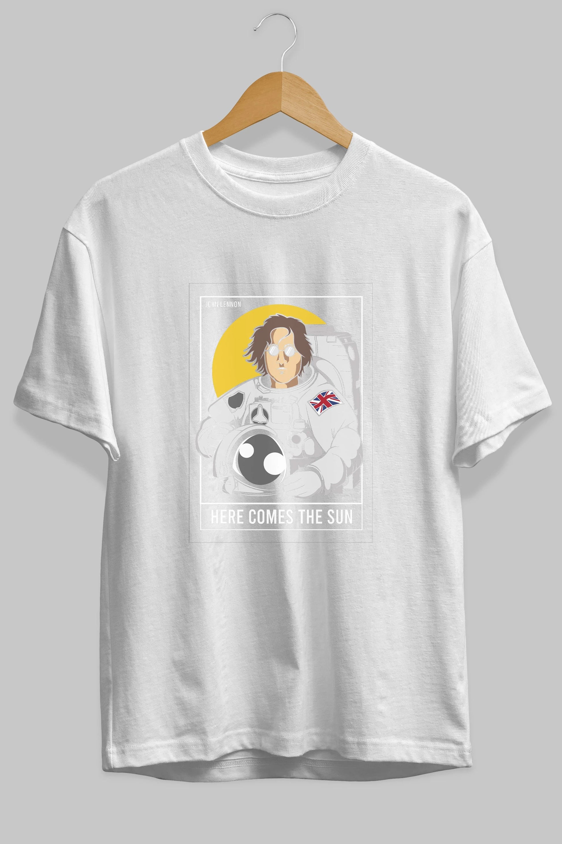 John Lennon Astronot Ön Baskılı Oversize t-shirt Erkek Kadın Unisex %100 Pamuk tişort