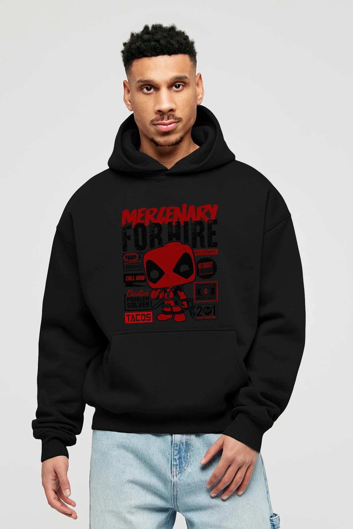 Deadpool (18) Ön Baskılı Hoodie Oversize Kapüşonlu Sweatshirt Erkek Kadın Unisex