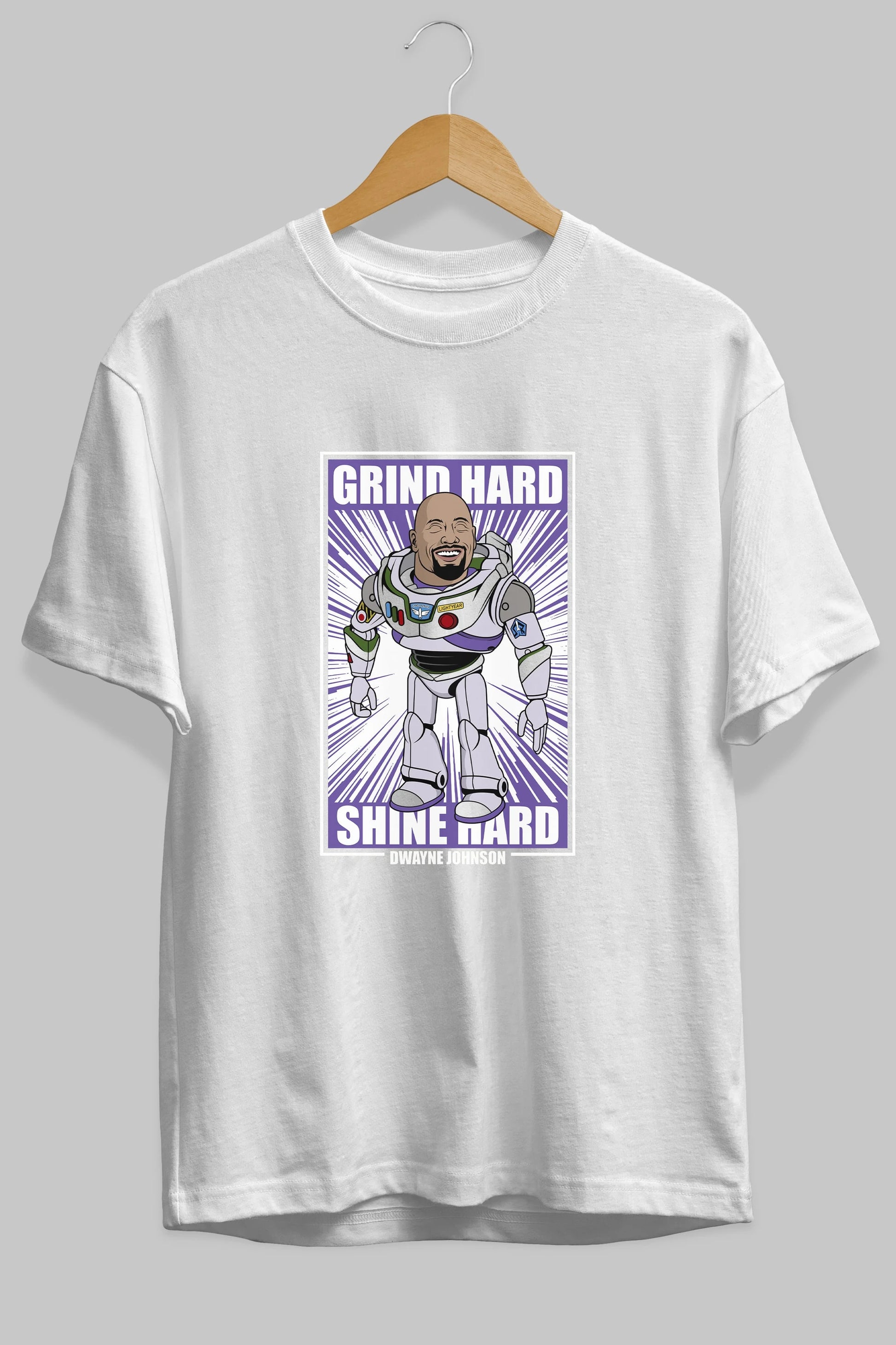 Dwayne Johnson Buzz Lightyear Ön Baskılı Oversize t-shirt Erkek Kadın Unisex %100 Pamuk tişort