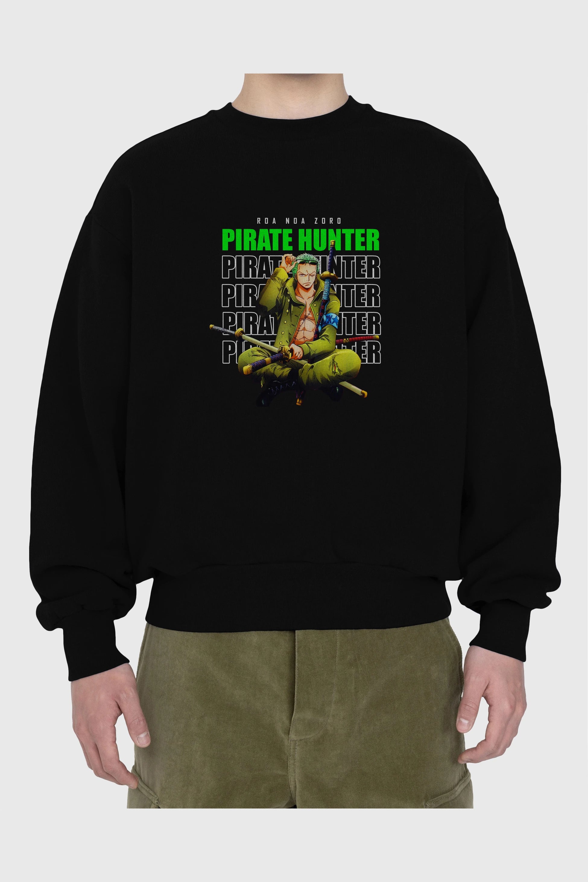 Roronoa Zoro 4 Ön Baskılı Anime Oversize Sweatshirt Erkek Kadın Unisex
