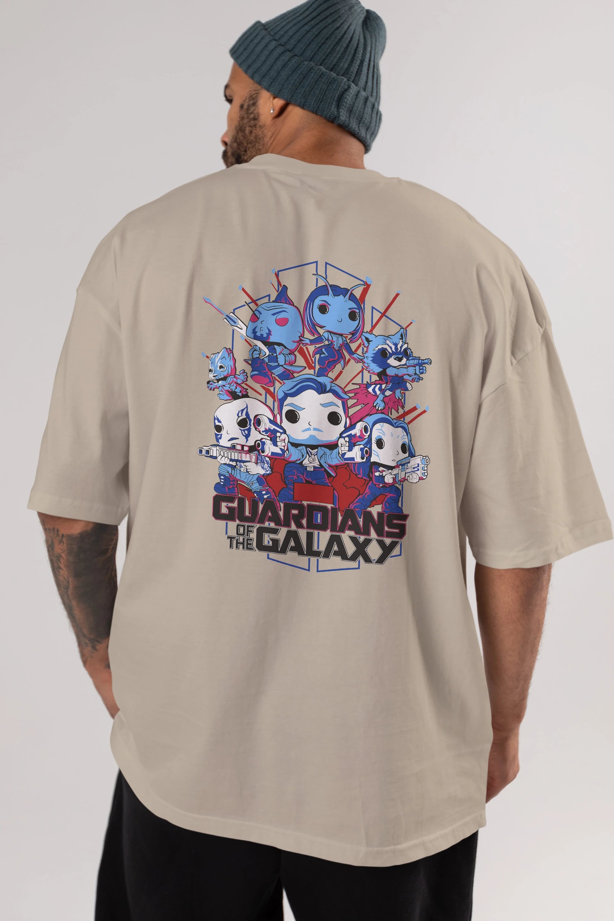 Guardians of the Galaxy Arka Baskılı Oversize t-shirt Erkek Kadın Unisex %100 Pamuk Bisiklet Yaka tişort