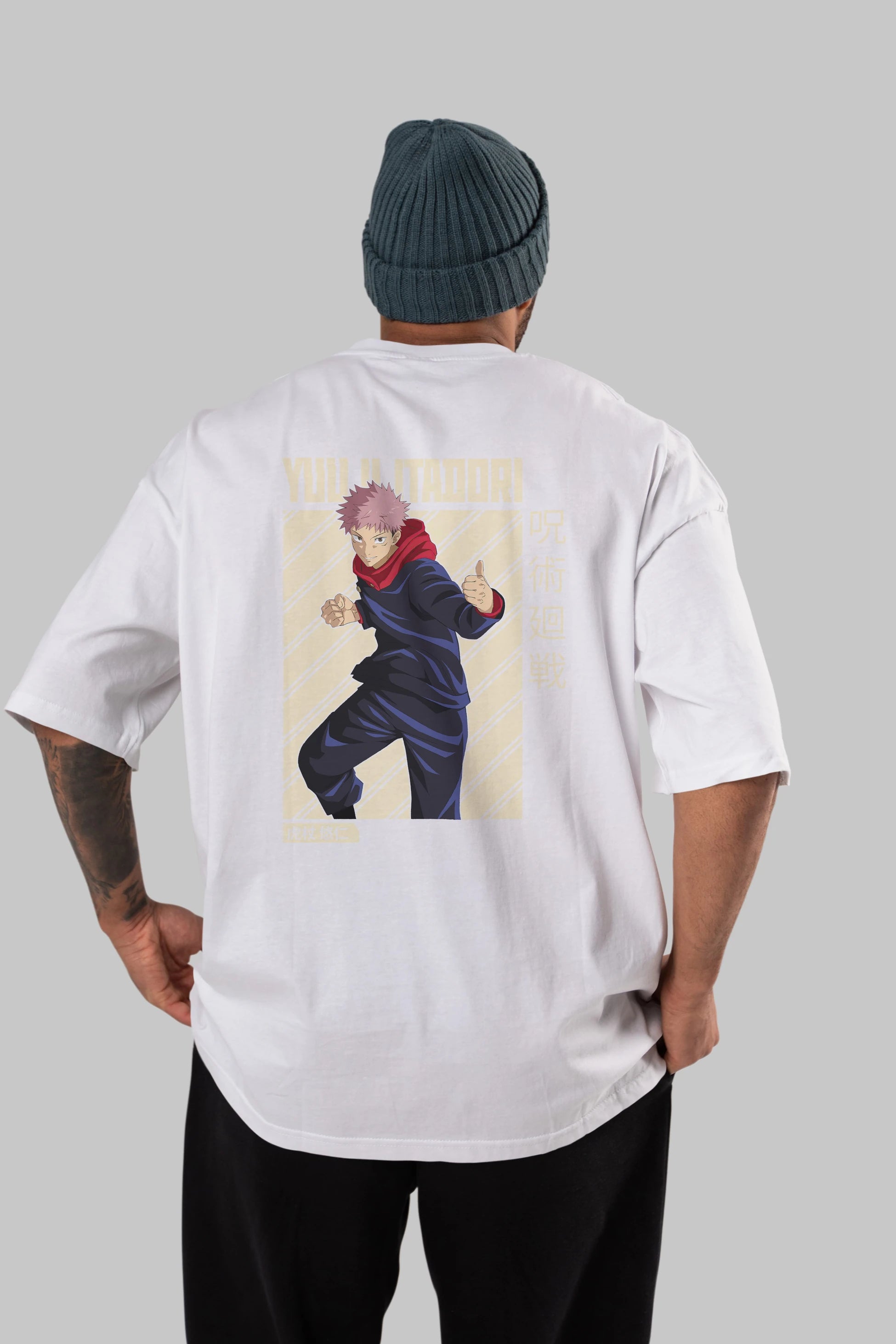 Yuuji Itadori 1 Anime Arka Baskılı Oversize t-shirt Erkek Kadın Unisex