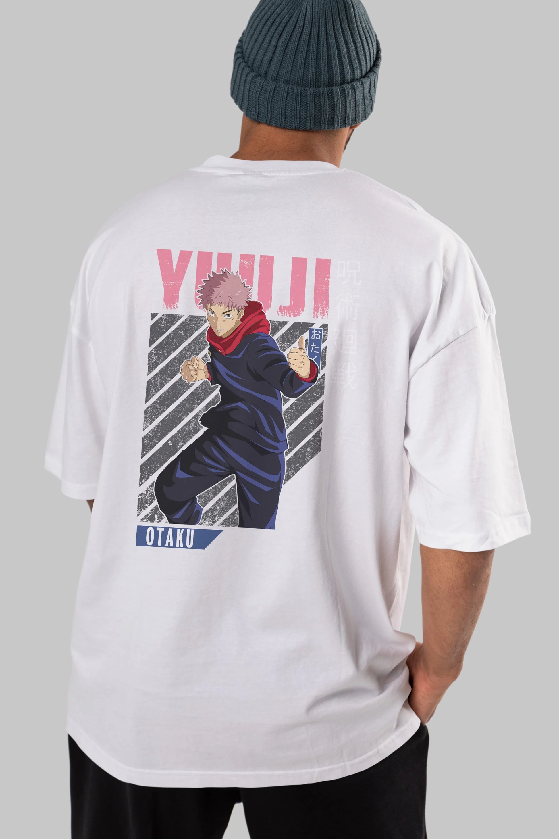 Yuuji Itadori Anime Arka Baskılı Oversize t-shirt Erkek Kadın Unisex