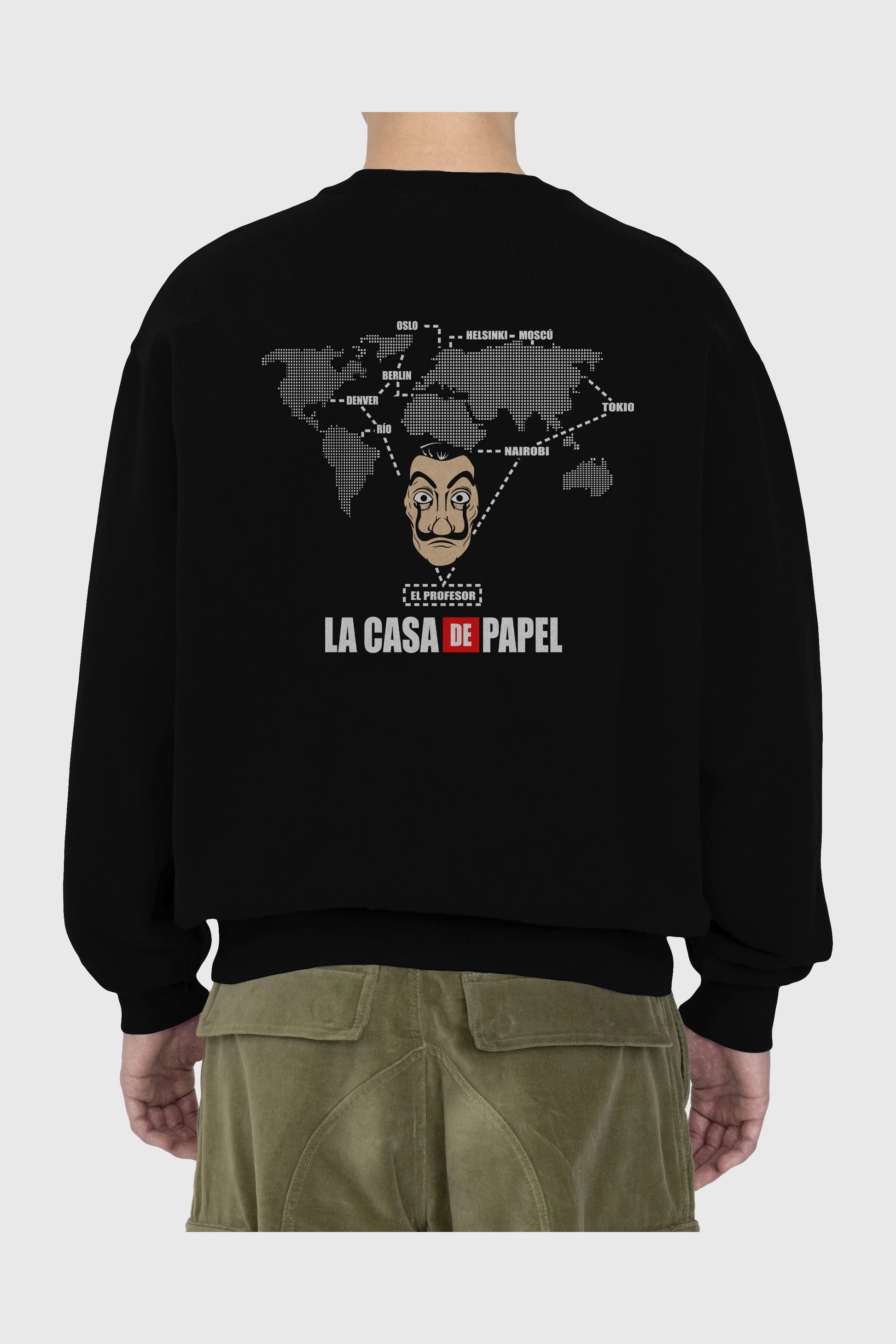 La Casa De Papel Arka Baskılı Oversize Sweatshirt Erkek Kadın Unisex