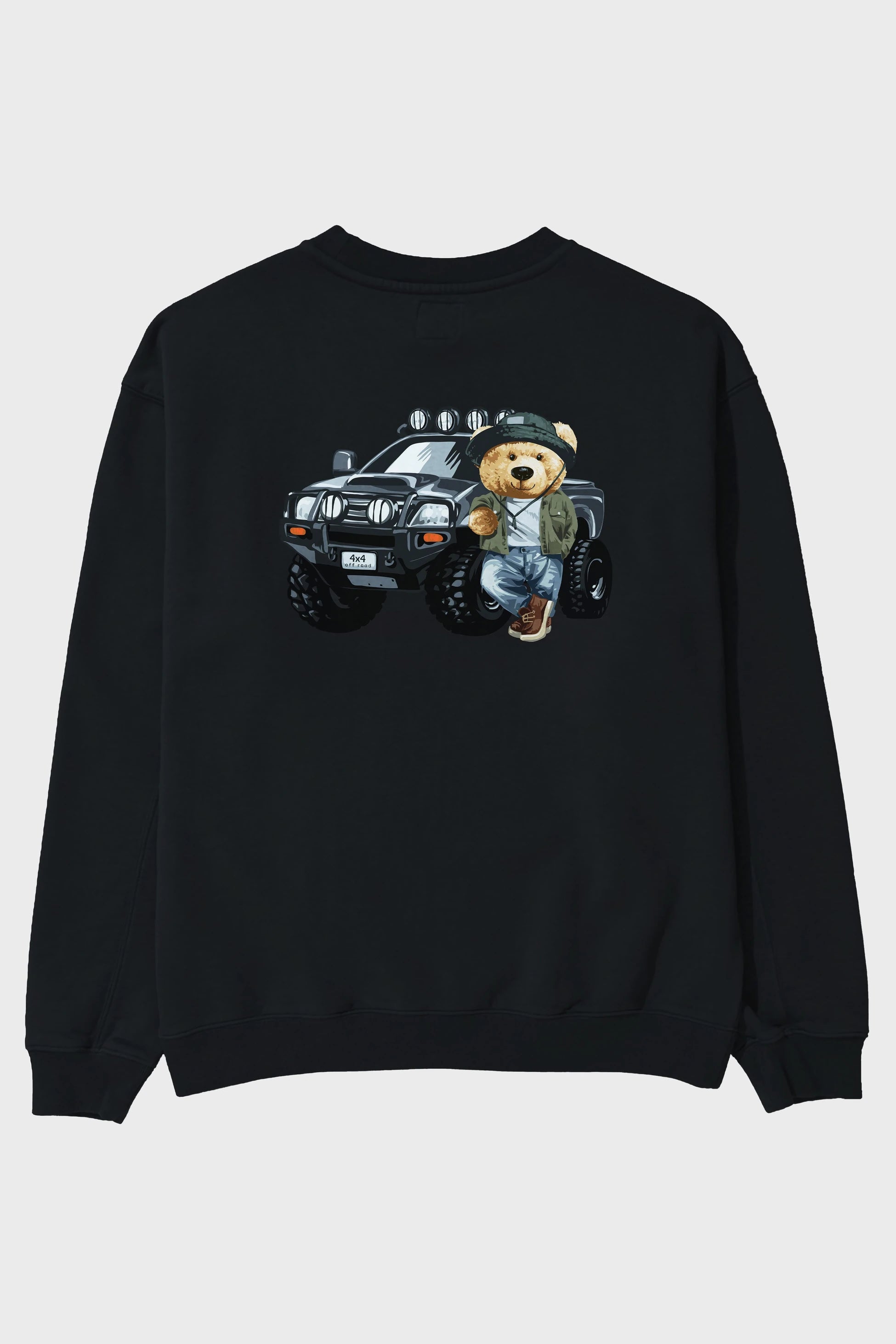 Teddy Bear Off Road Arka Baskılı Oversize Sweatshirt Erkek Kadın Unisex