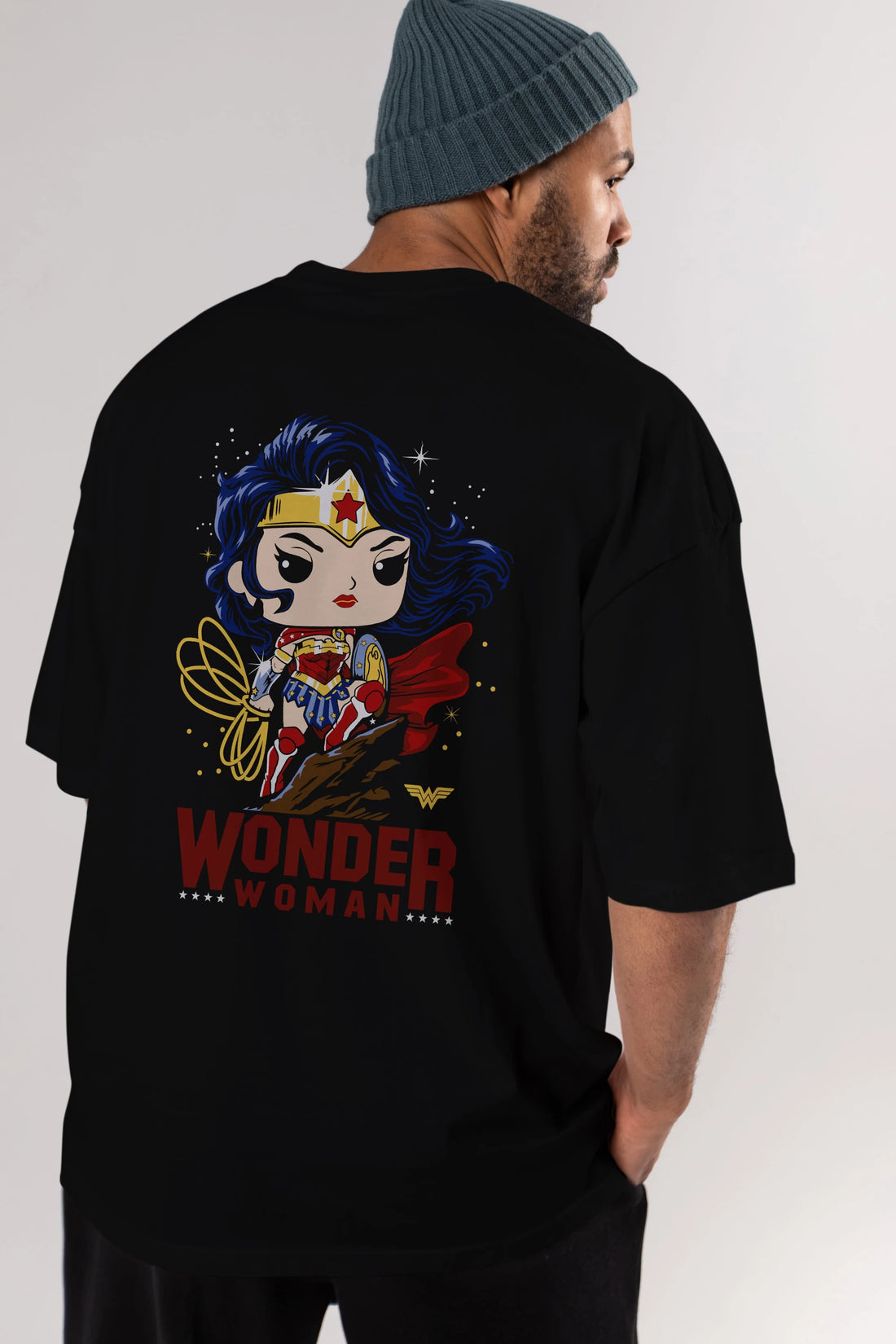 Wonder Woman (2) Arka Baskılı Oversize t-shirt Erkek Kadın Unisex %100 Pamuk Bisiklet Yaka tişort