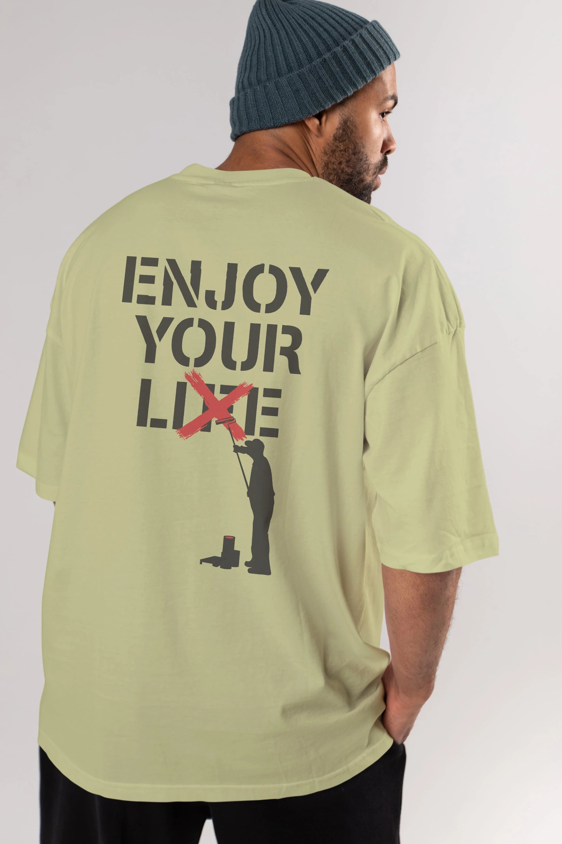 Enjoy Your Lie Arka Baskılı Oversize t-shirt %100 pamuk Erkek Kadın Unisex