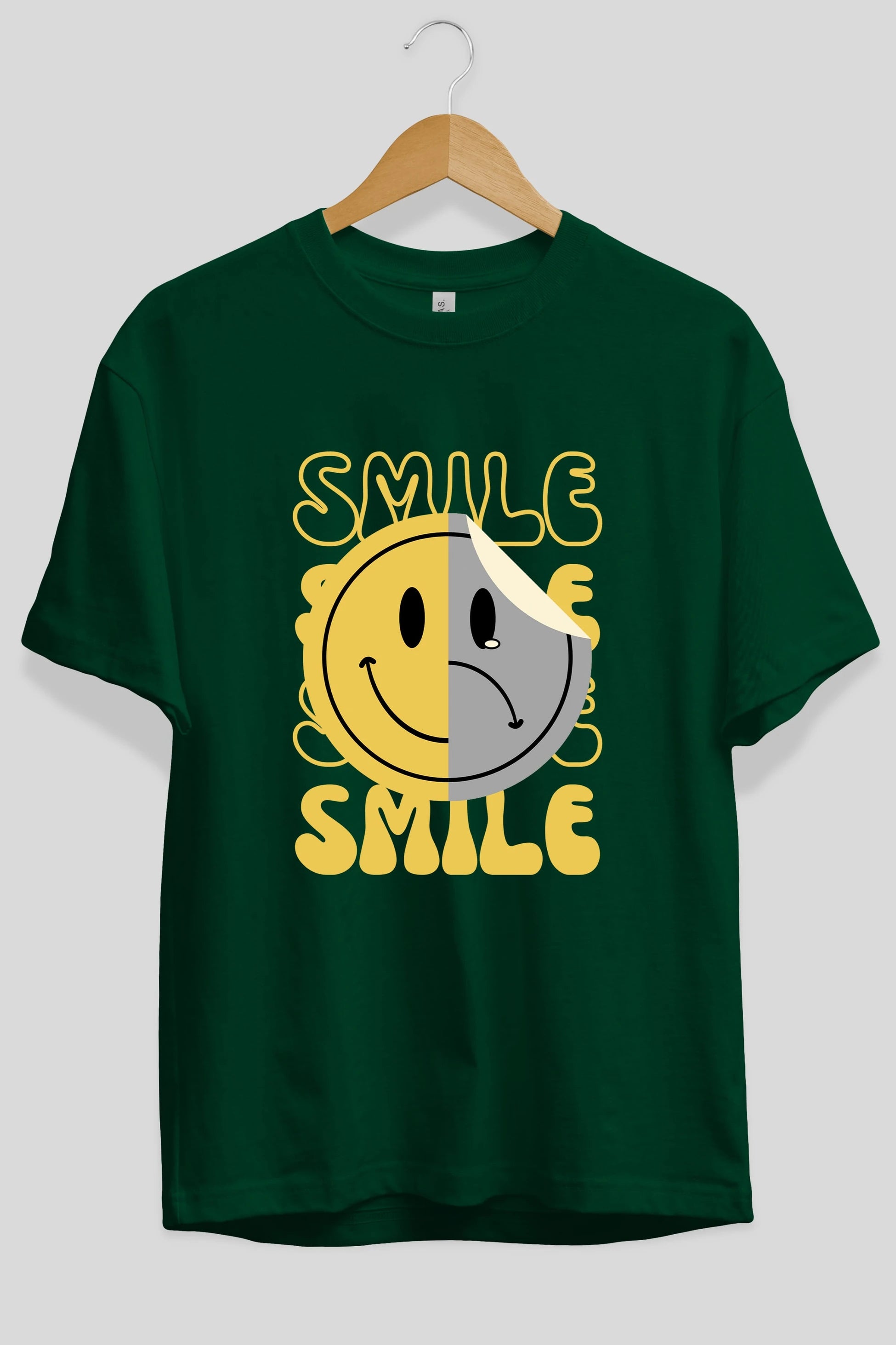 Smile Yazılı Ön Baskılı Oversize t-shirt Erkek Kadın Unisex
