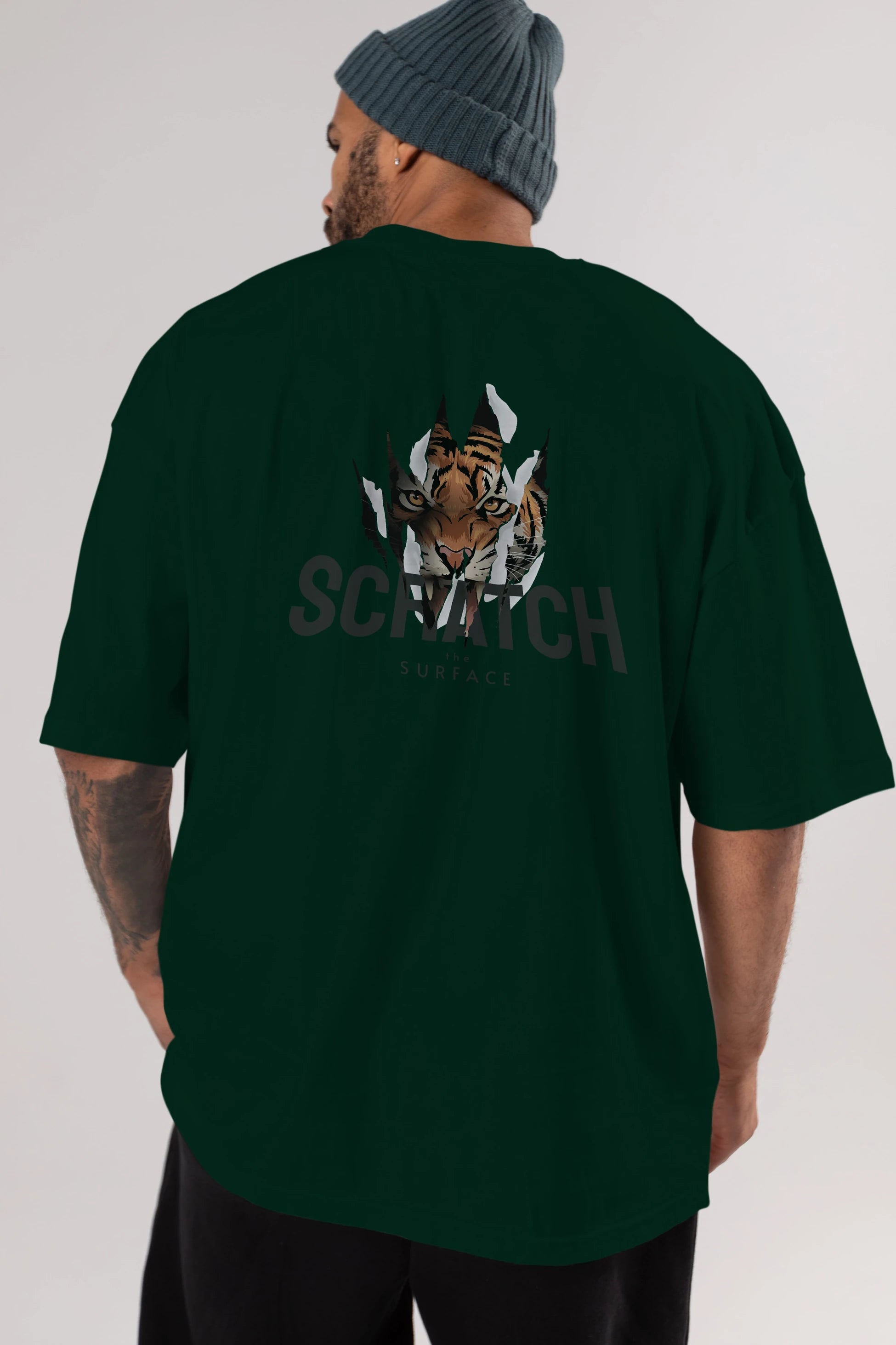 Teddy Bear Scratch Arka Baskılı Oversize t-shirt Erkek Kadın Unisex %100 Pamuk