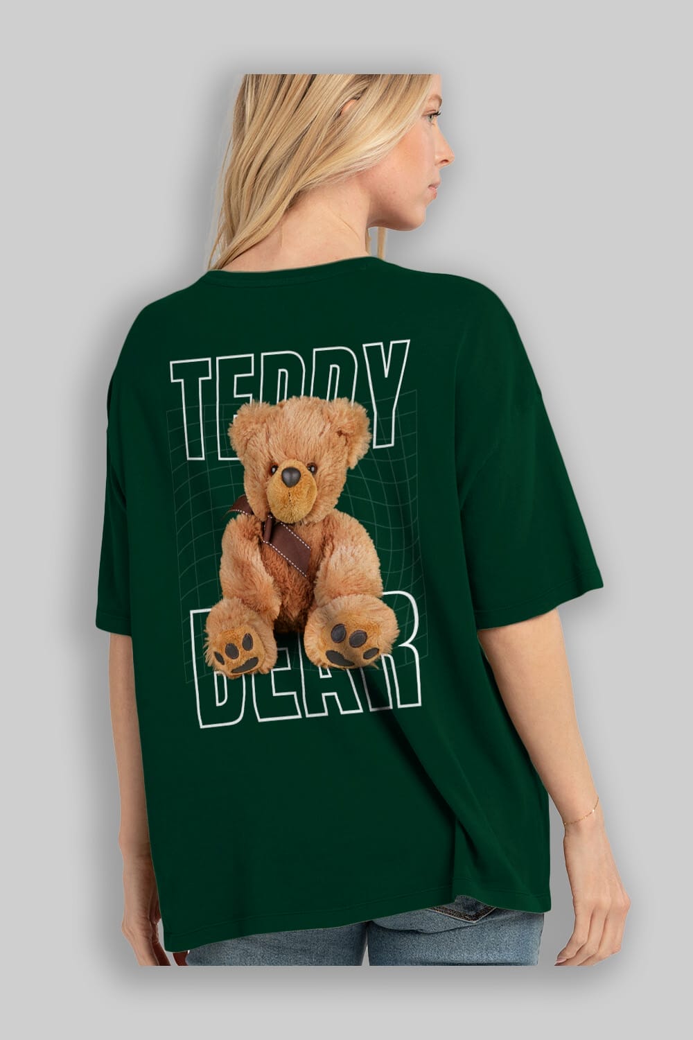 Teddy Bear Yazılı Arka Baskılı Oversize t-shirt Erkek Kadın Unisex %100 Pamuk