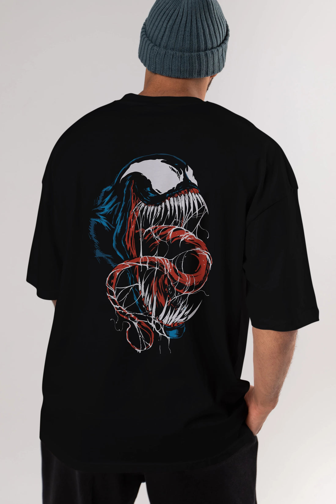 Venom (10) Arka Baskılı Oversize t-shirt Erkek Kadın Unisex %100 Pamuk Bisiklet Yaka tişort