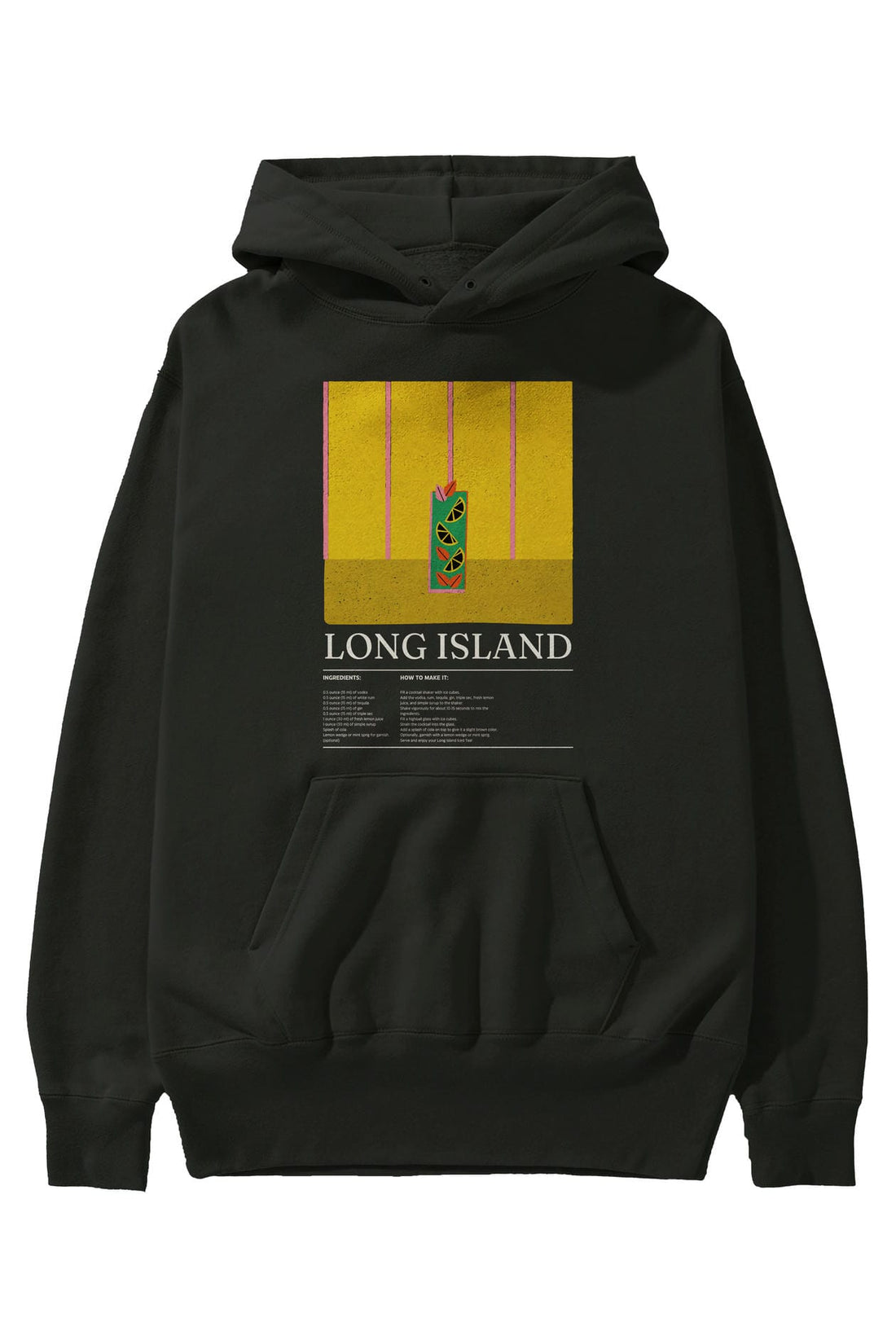 Long Island Kokteyl ön Baskılı Hoodie Oversize Kapüşonlu Sweatshirt Erkek Kadın
