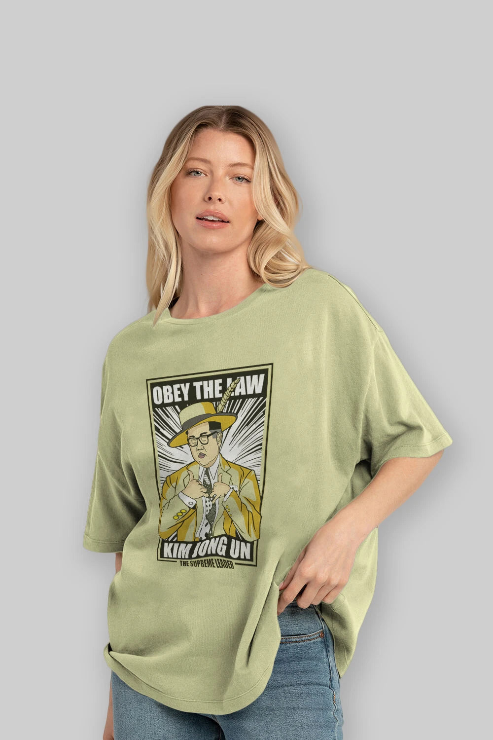 The Mask Jong Un Ön Baskılı Oversize t-shirt Erkek Kadın Unisex %100 Pamuk tişort
