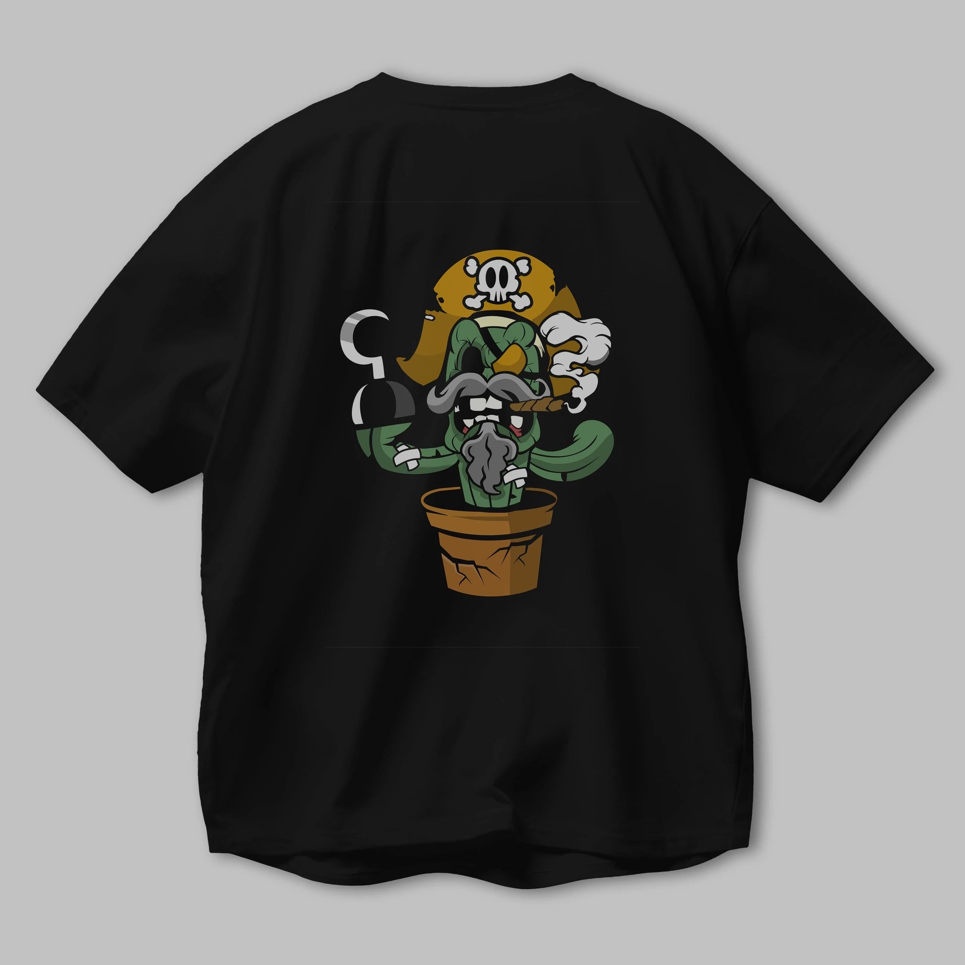 Pirate Cactus Arka Baskılı Oversize t-shirt Erkek Kadın Unisex %100 Pamuk tişort