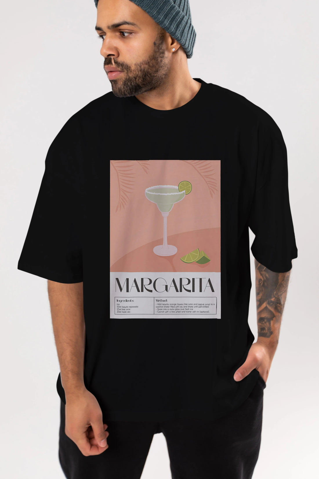 Margarita 5 Ön Baskılı Oversize t-shirt Erkek Kadın Unisex %100 Pamuk Bisiklet Yaka tişort