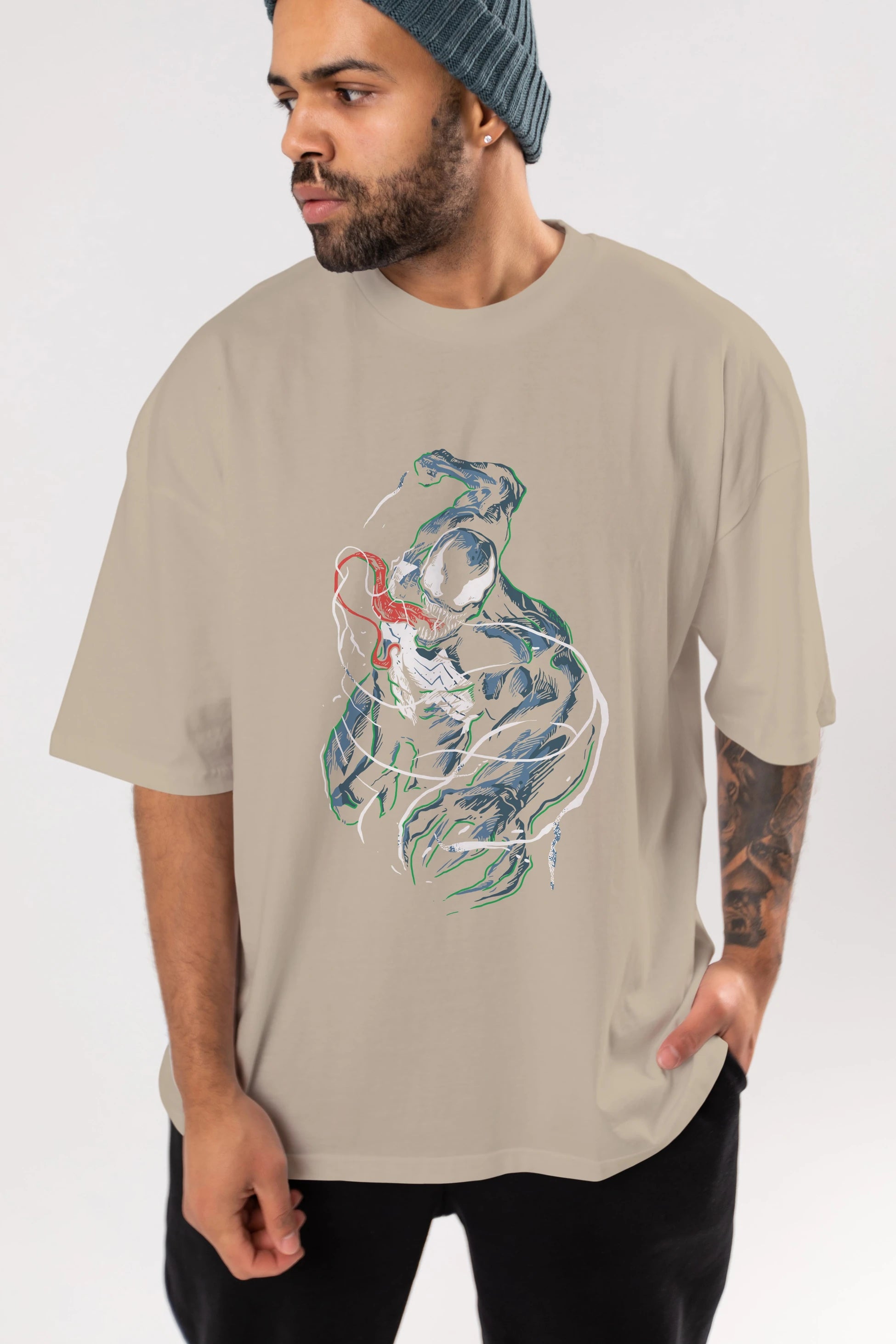 Venom (5) Ön Baskılı Oversize t-shirt Erkek Kadın Unisex %100 Pamuk Bisiklet Yaka tişort