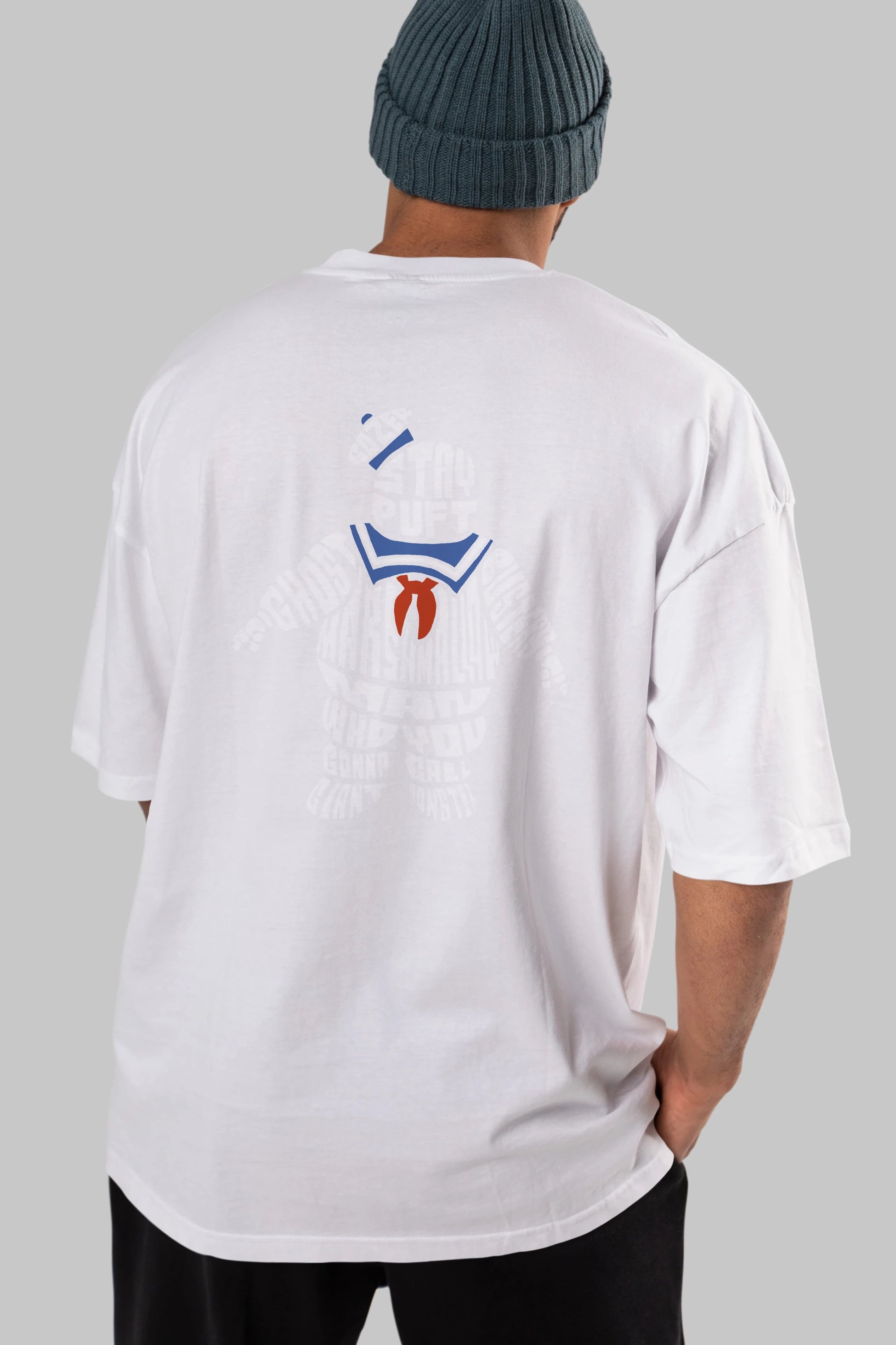 Stay Puft Arka Baskılı Oversize t-shirt %100 pamuk Erkek Kadın Unisex