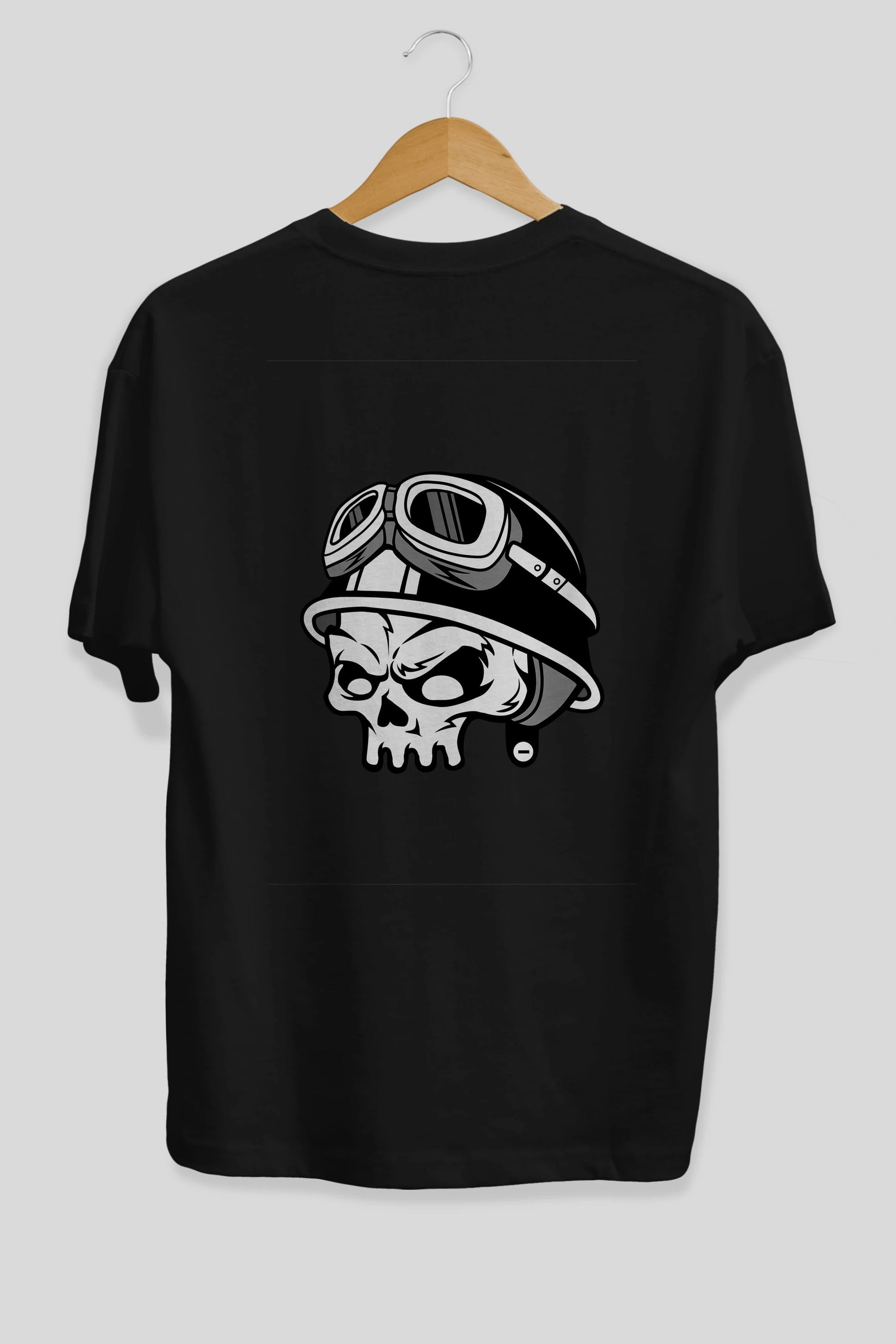 Biker Helmet Arka Baskılı Oversize t-shirt Erkek Kadın Unisex %100 Pamuk tişort
