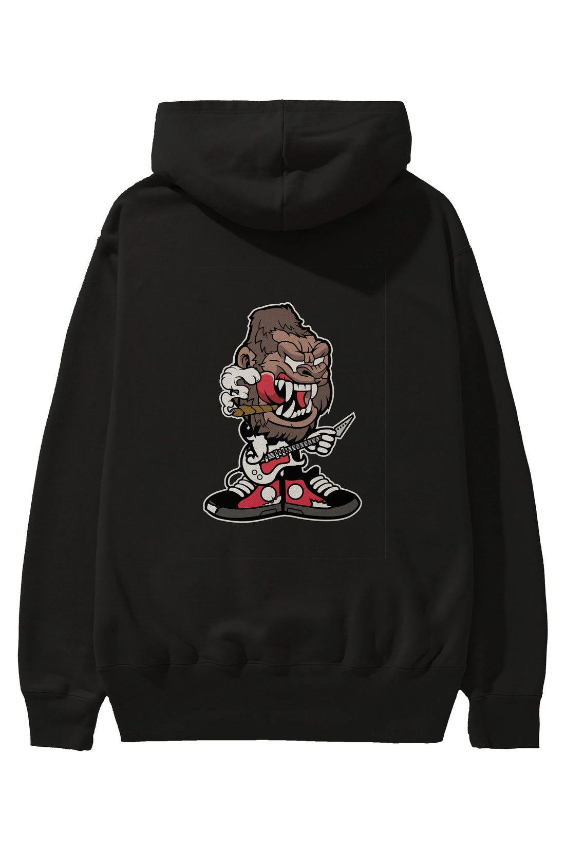 Gorilla Rock Star Arka Baskılı Hoodie Oversize Kapüşonlu Sweatshirt Erkek Kadın Unisex