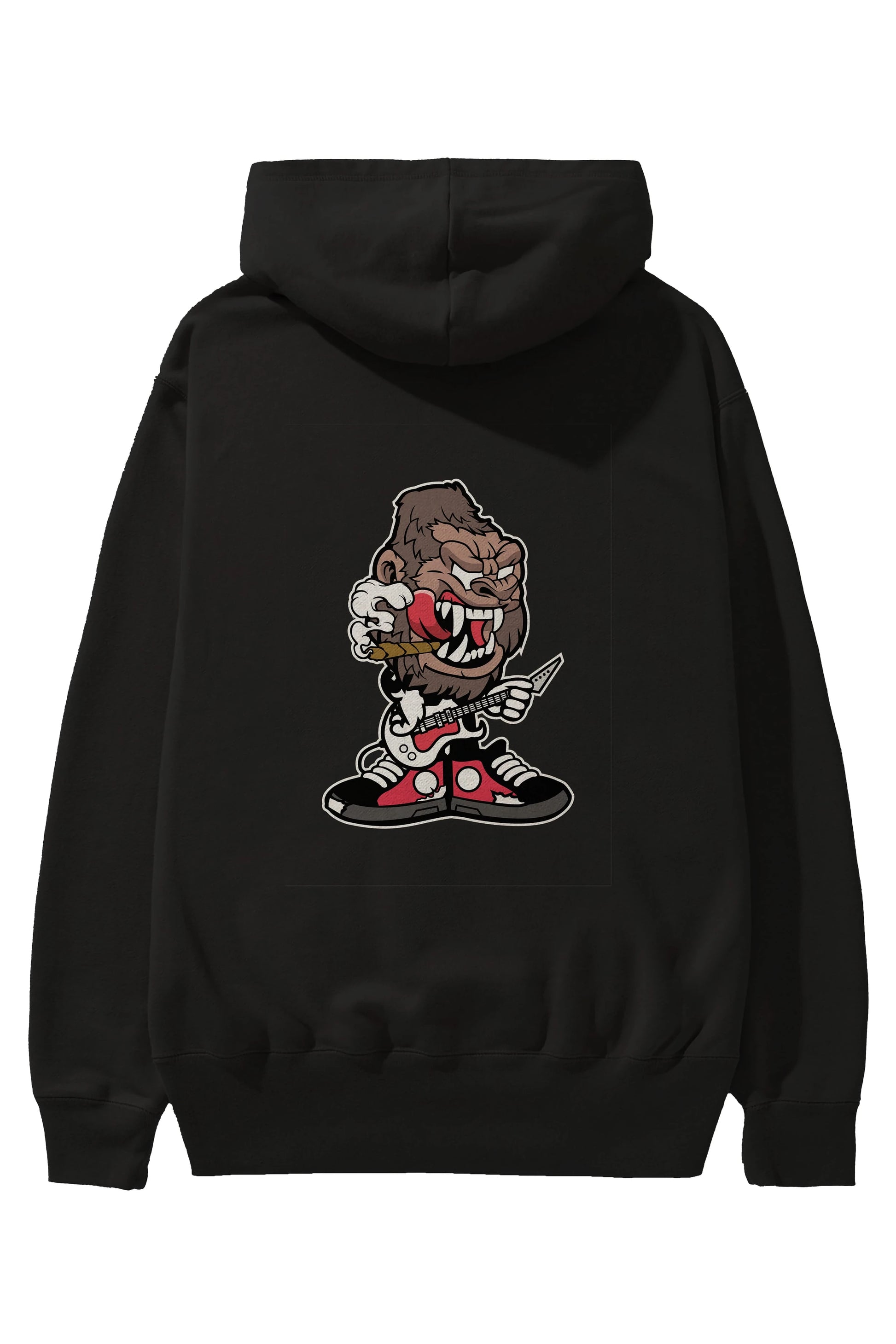 Gorilla Rock Star Arka Baskılı Hoodie Oversize Kapüşonlu Sweatshirt Erkek Kadın Unisex