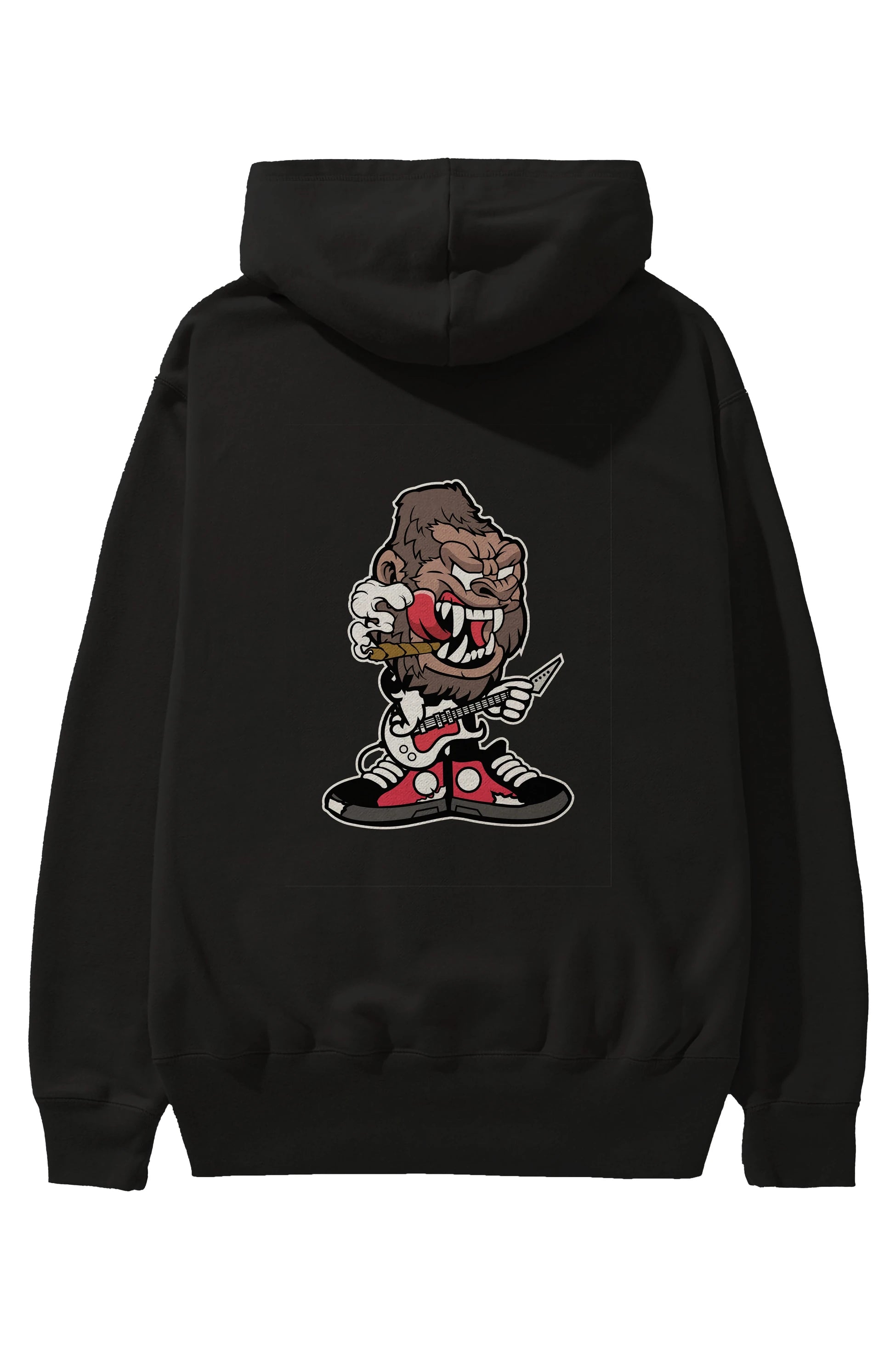 Gorilla Rock Star Arka Baskılı Hoodie Oversize Kapüşonlu Sweatshirt Erkek Kadın Unisex