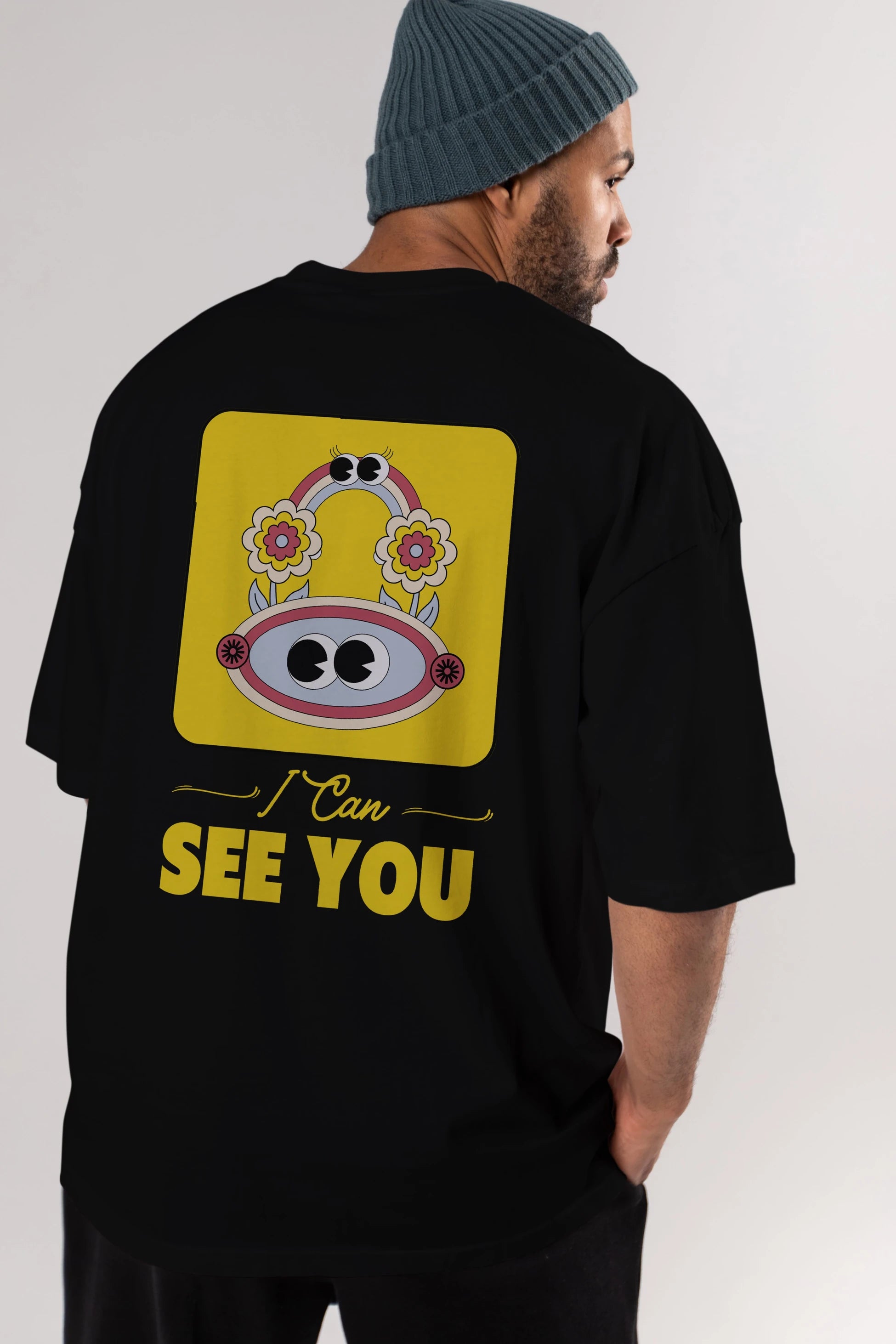 I Can See You Yazılı Arka Baskılı Oversize t-shirt Erkek Kadın Unisex