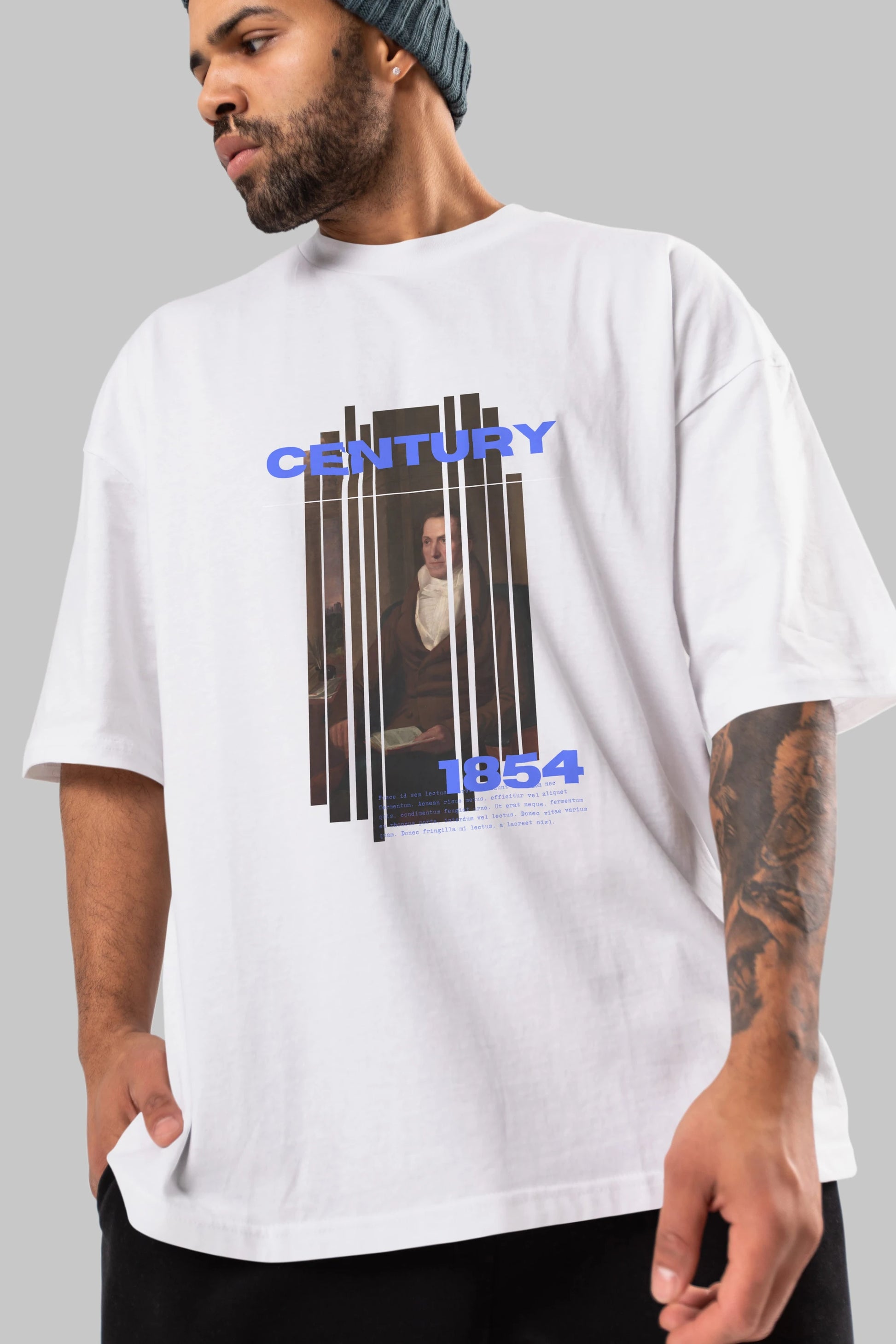 Century 1854 Yazılı Ön Baskılı Oversize t-shirt Erkek Kadın Unisex