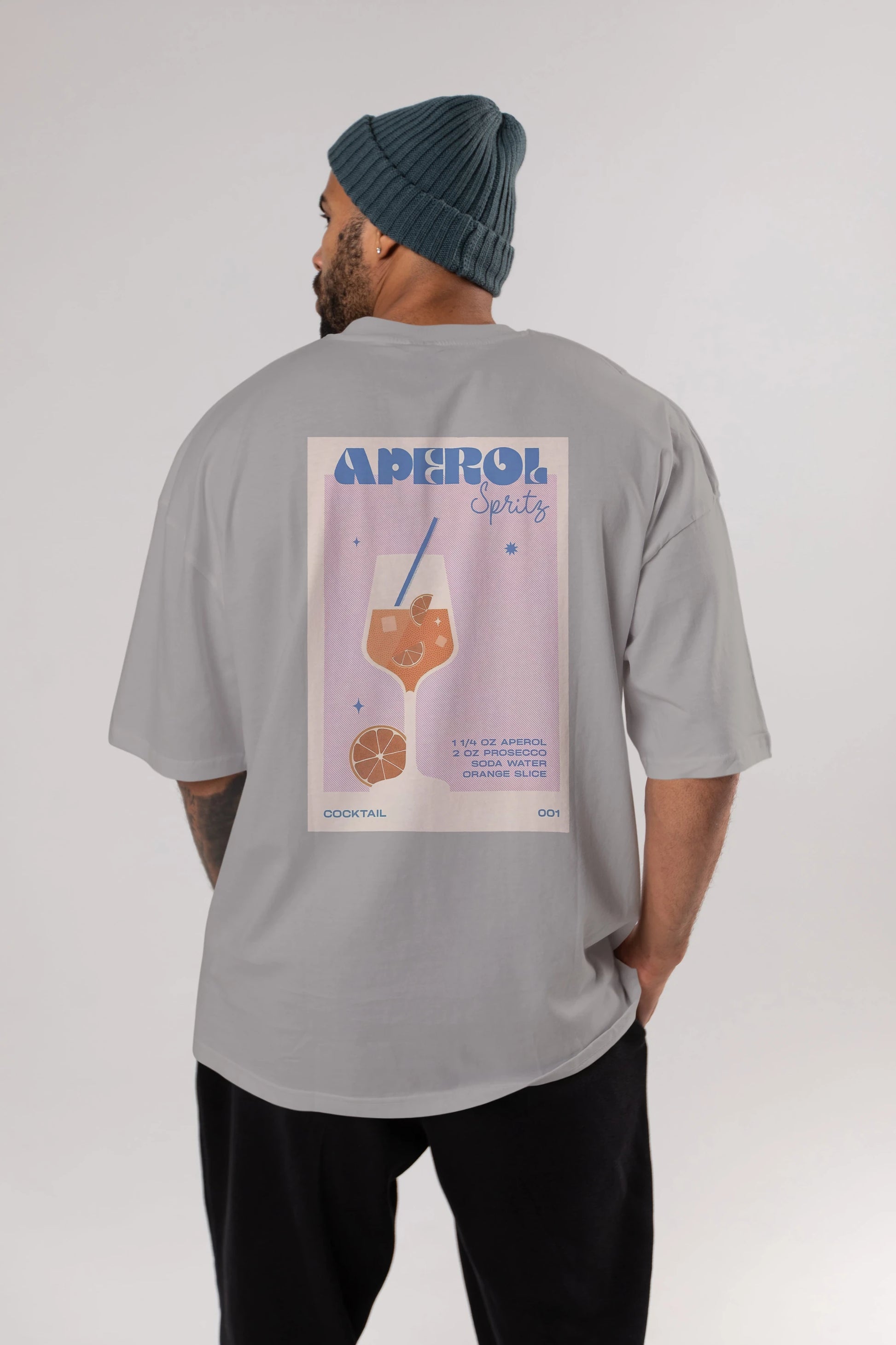 Aperol Spritz Arka Baskılı Oversize t-shirt Erkek Kadın Unisex %100 Pamuk Bisiklet Yaka tişort