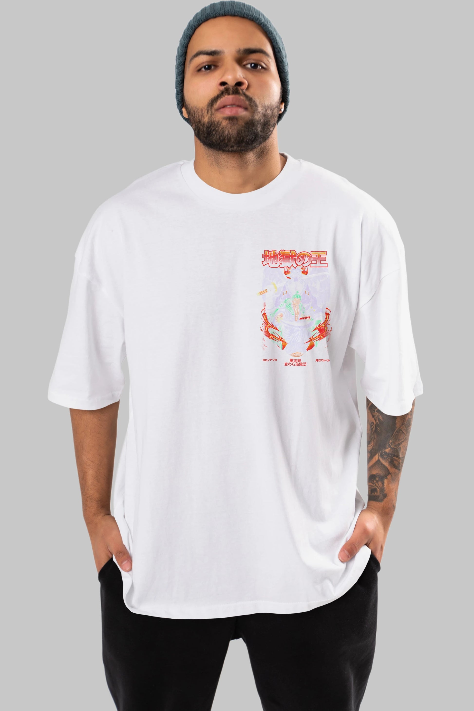 Roronoa Zoro 4 Ön Sol Baskılı Oversize t-shirt Erkek Kadın Unisex %100 Pamuk Bisiklet Yaka tişort