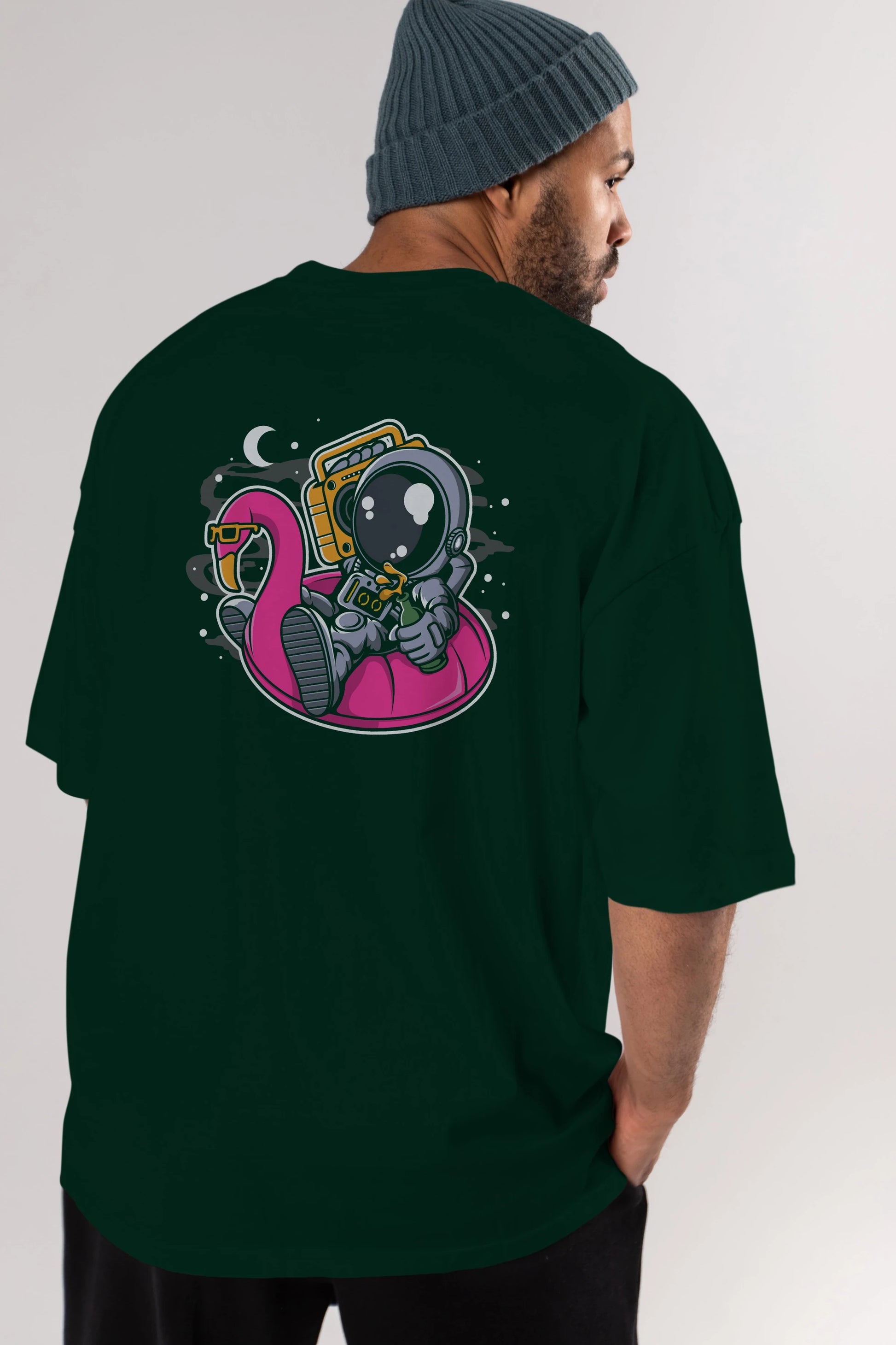 Astronaut Floaties Ballon Arka Baskılı Oversize t-shirt Erkek Kadın Unisex