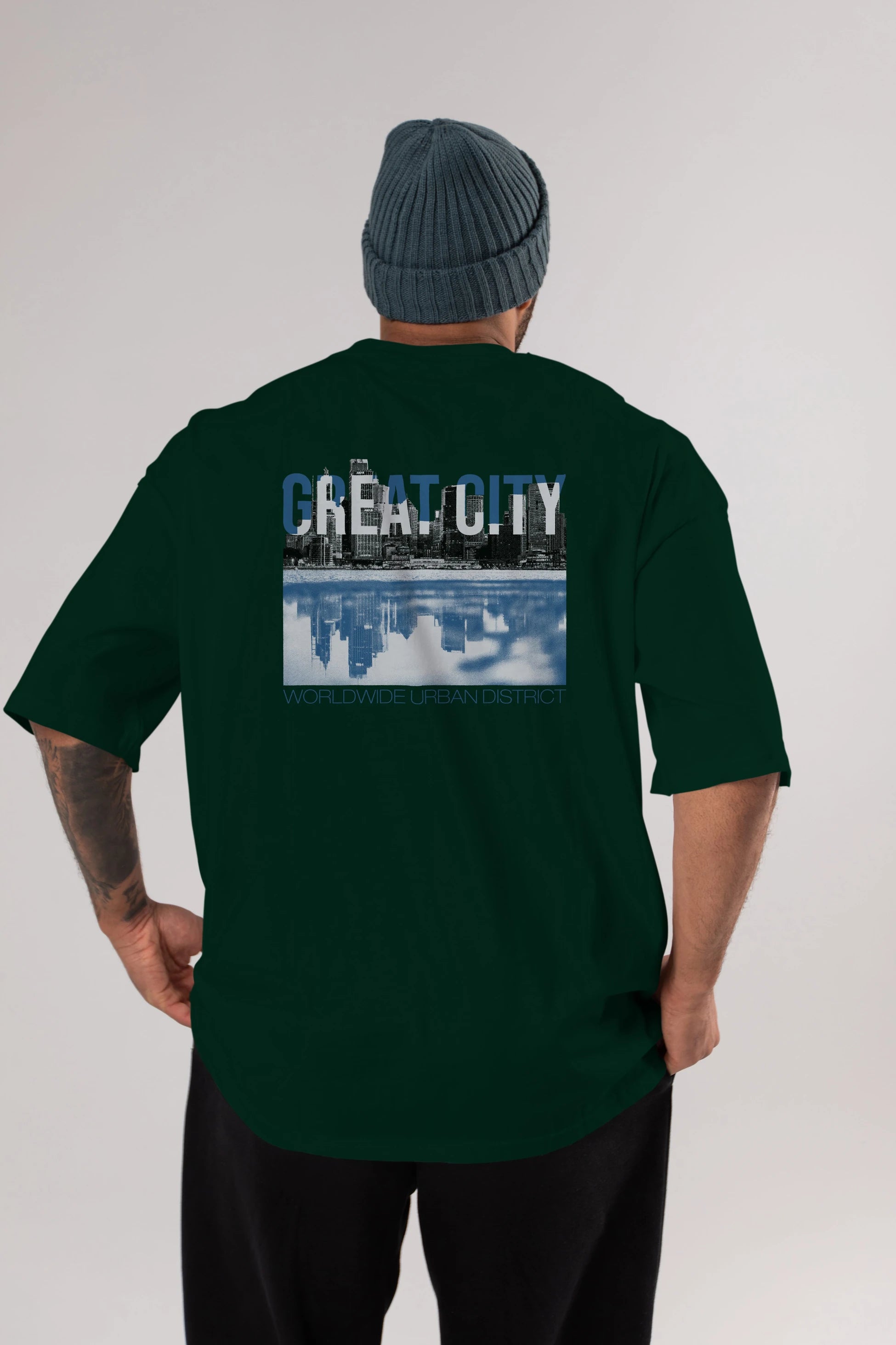 Great City Arka Baskılı Oversize t-shirt Erkek Kadın Unisex