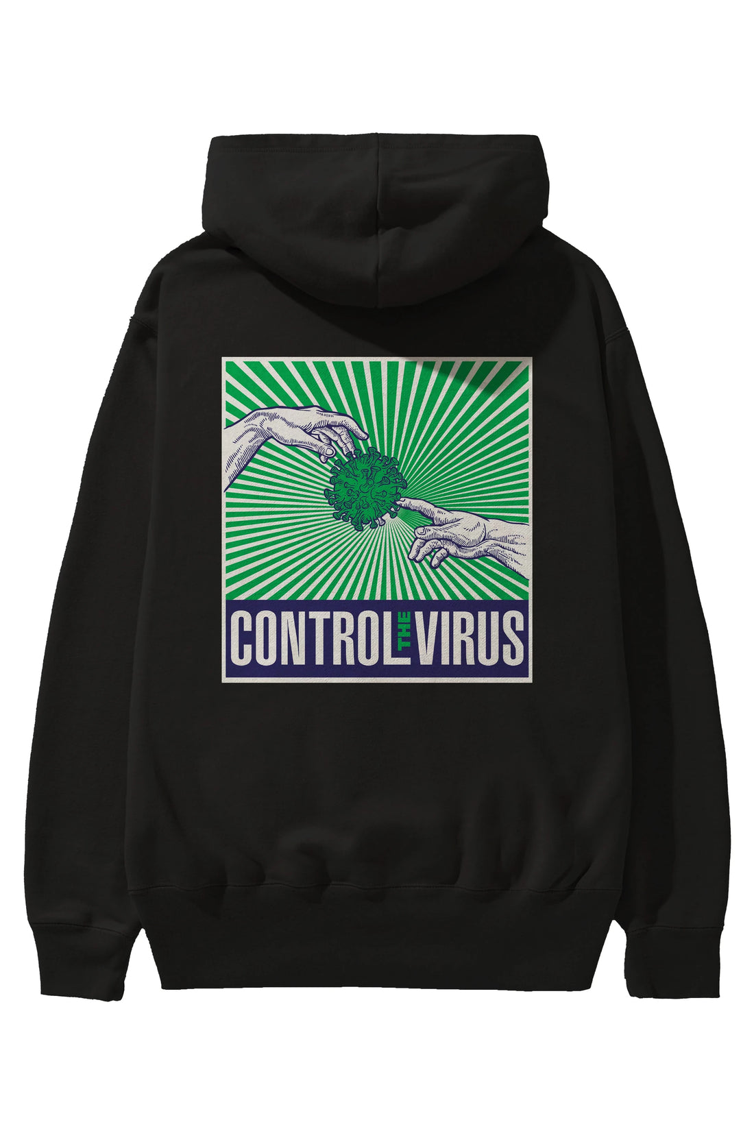 Control The Virus Arka Baskılı Hoodie Oversize Kapüşonlu Sweatshirt Erkek Kadın Unisex