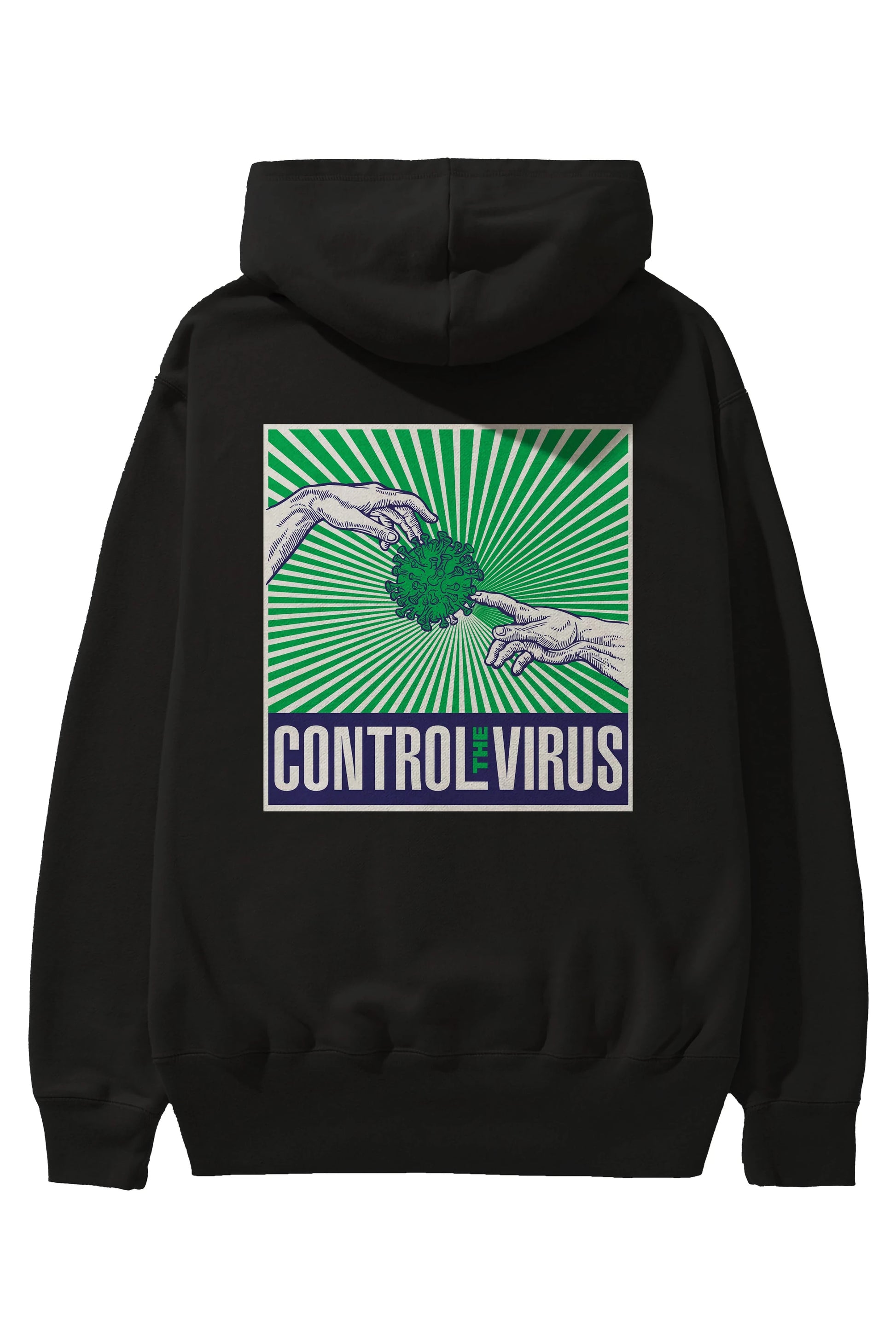 Control The Virus Arka Baskılı Hoodie Oversize Kapüşonlu Sweatshirt Erkek Kadın Unisex