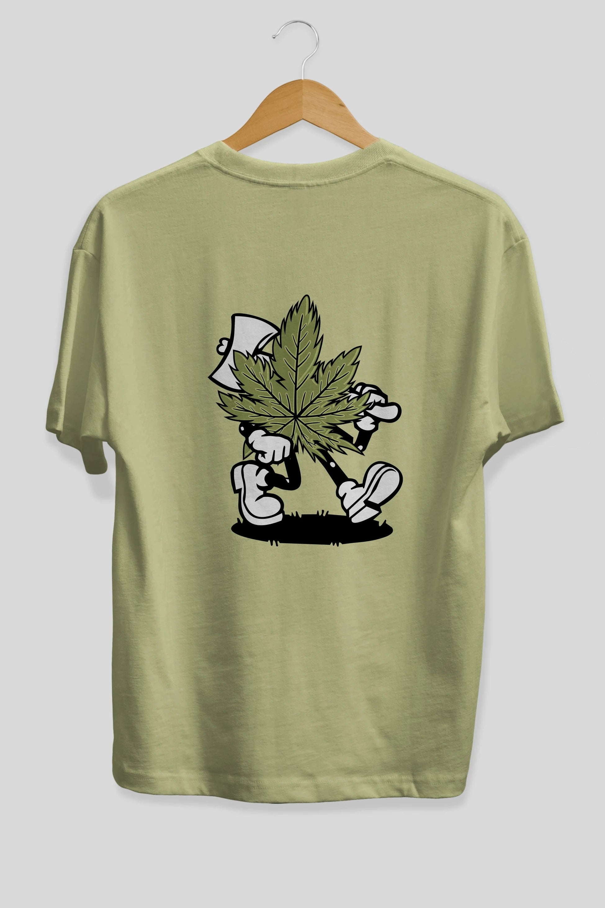 Weed Arka Baskılı Oversize t-shirt Erkek Kadın Unisex %100 Pamuk tişort