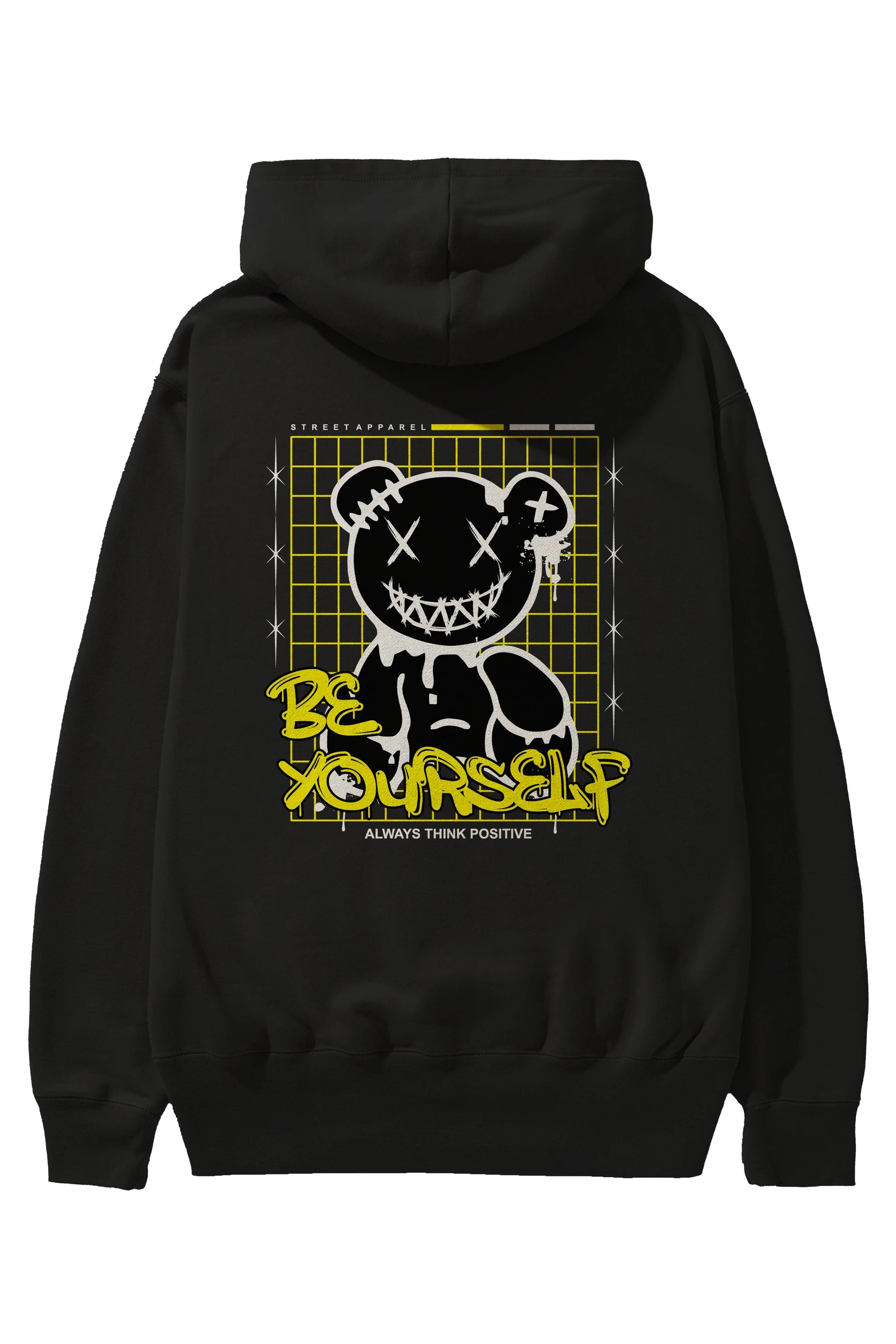 Teddy Bear Be Yourself Arka Baskılı Hoodie Oversize Kapüşonlu Sweatshirt Erkek Kadın Unisex