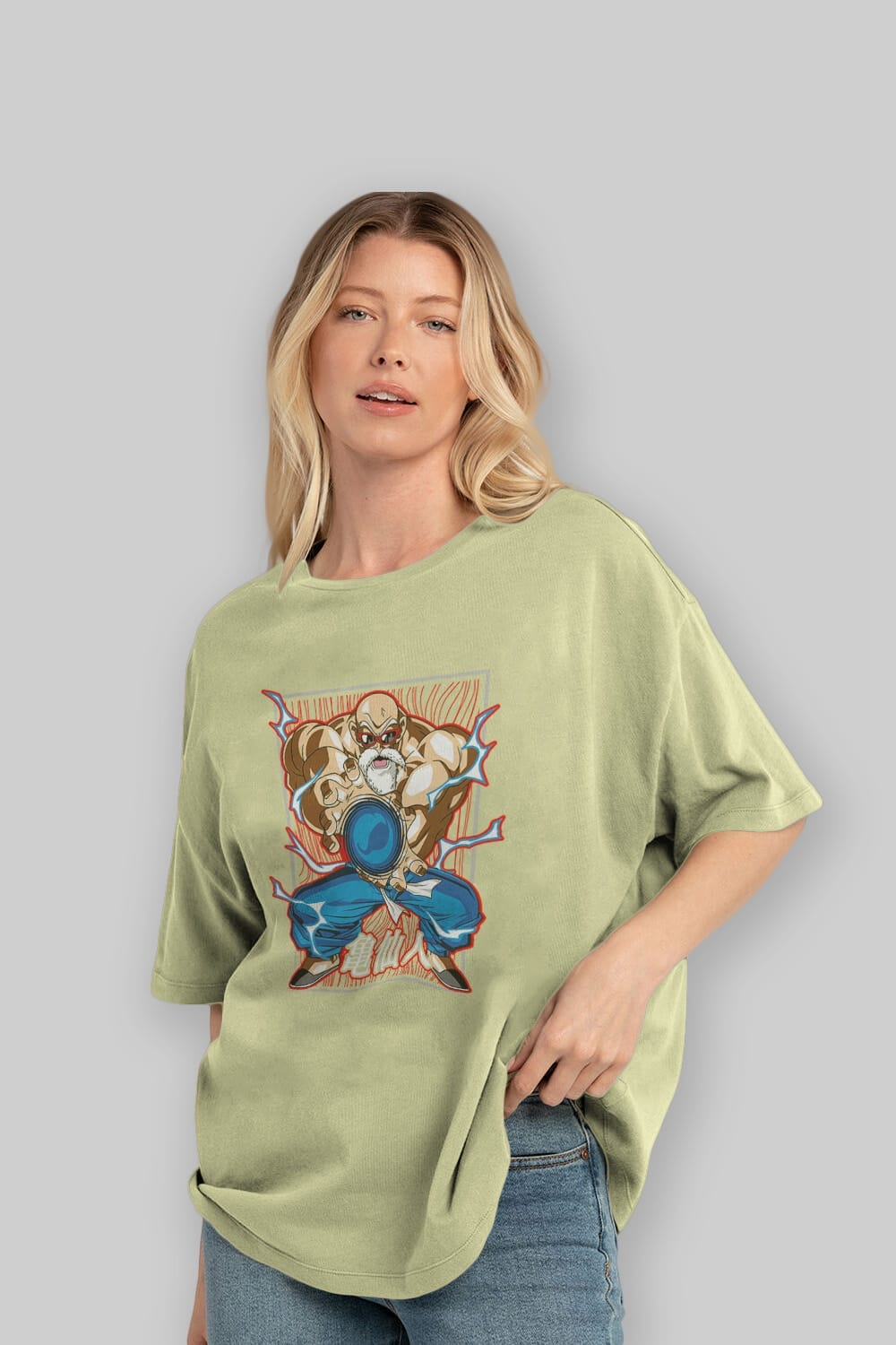 DragonBall MaestroRoshi Anime Ön Baskılı Oversize t-shirt %100 pamuk Erkek Kadın Unisex