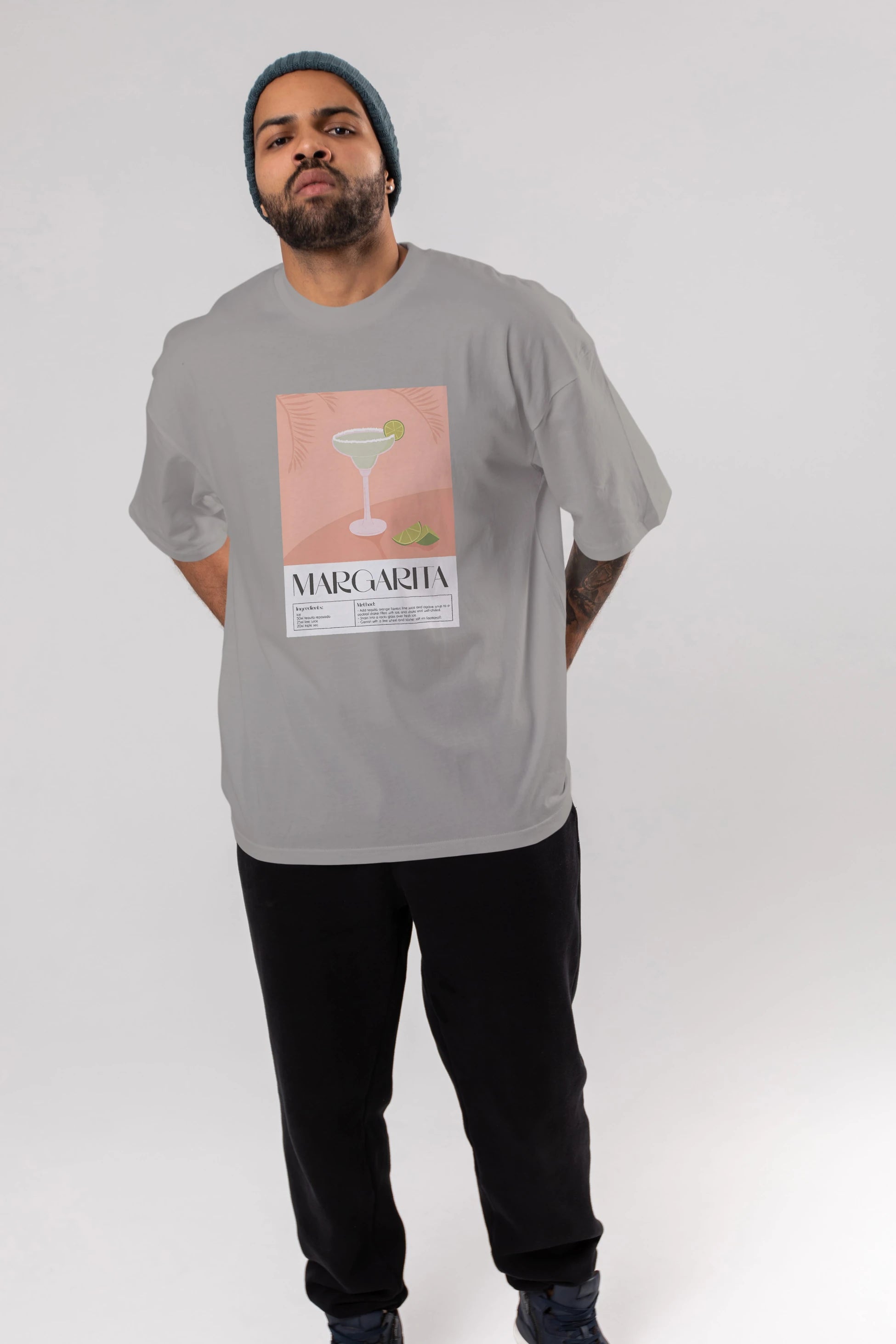 Margarita 5 Ön Baskılı Oversize t-shirt Erkek Kadın Unisex %100 Pamuk Bisiklet Yaka tişort