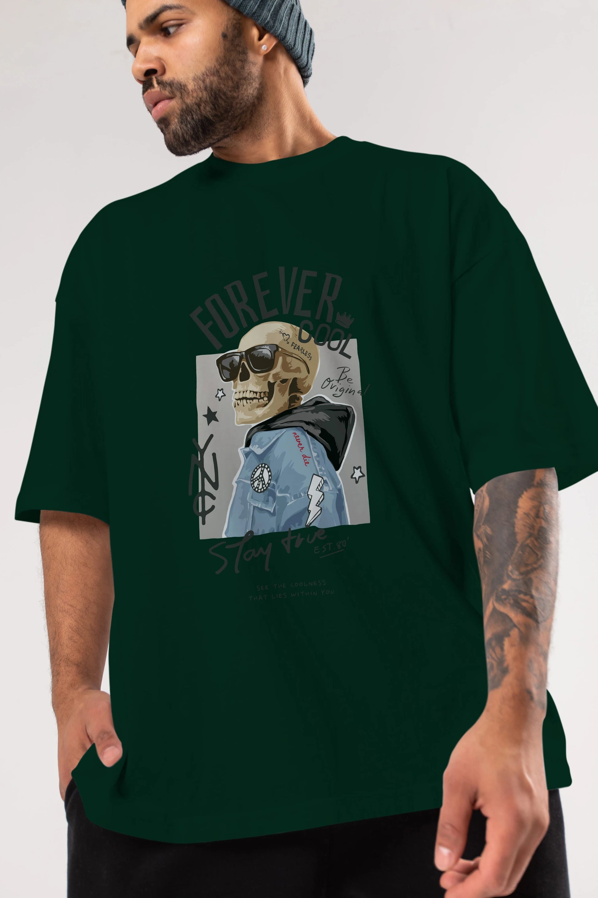 Teddy Bear Forever Cool Ön Baskılı Oversize t-shirt Erkek Kadın Unisex %100 Pamuk