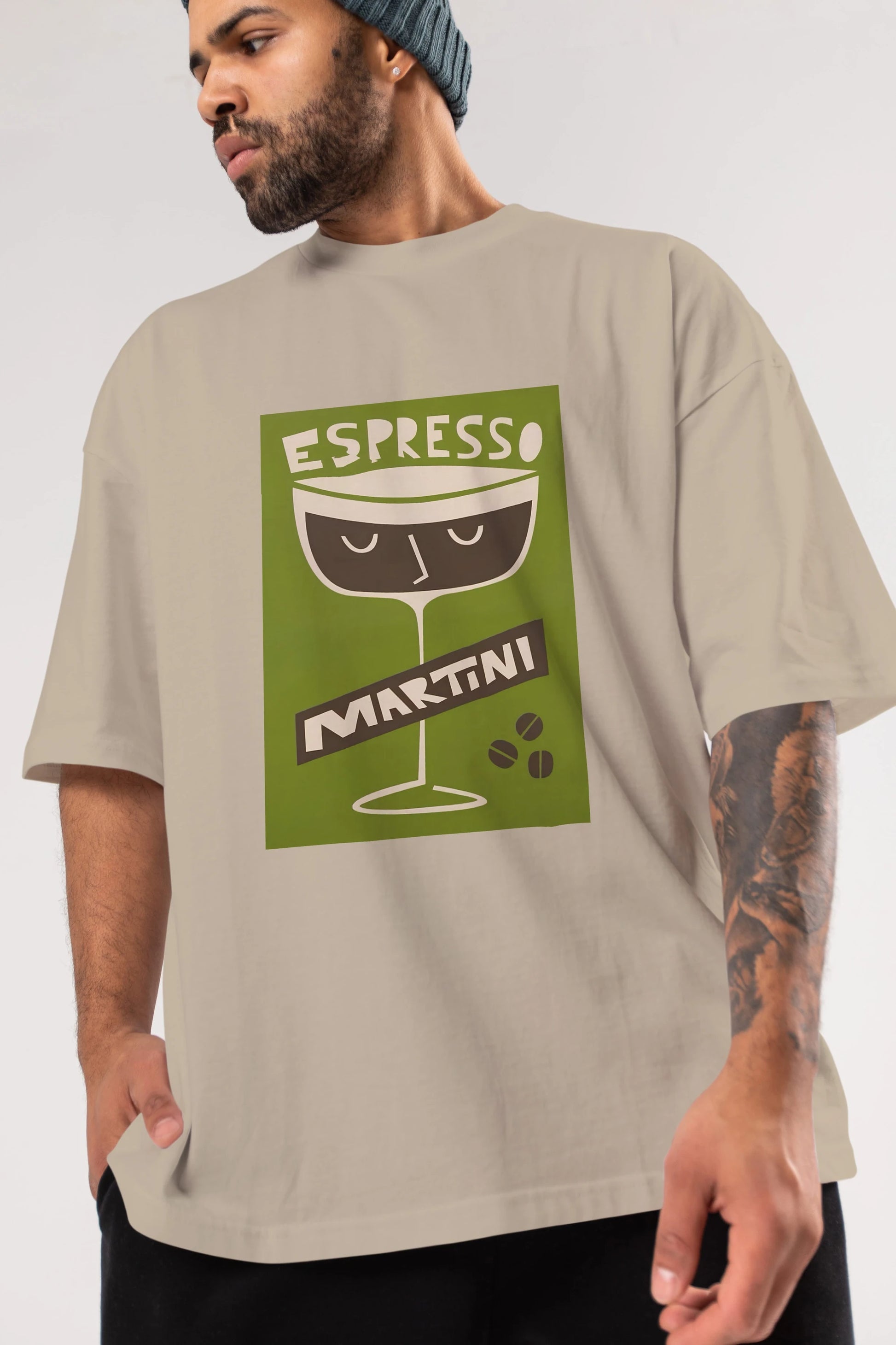 Espresso Martini 2 Ön Baskılı Oversize t-shirt Erkek Kadın Unisex %100 Pamuk Bisiklet Yaka tişort