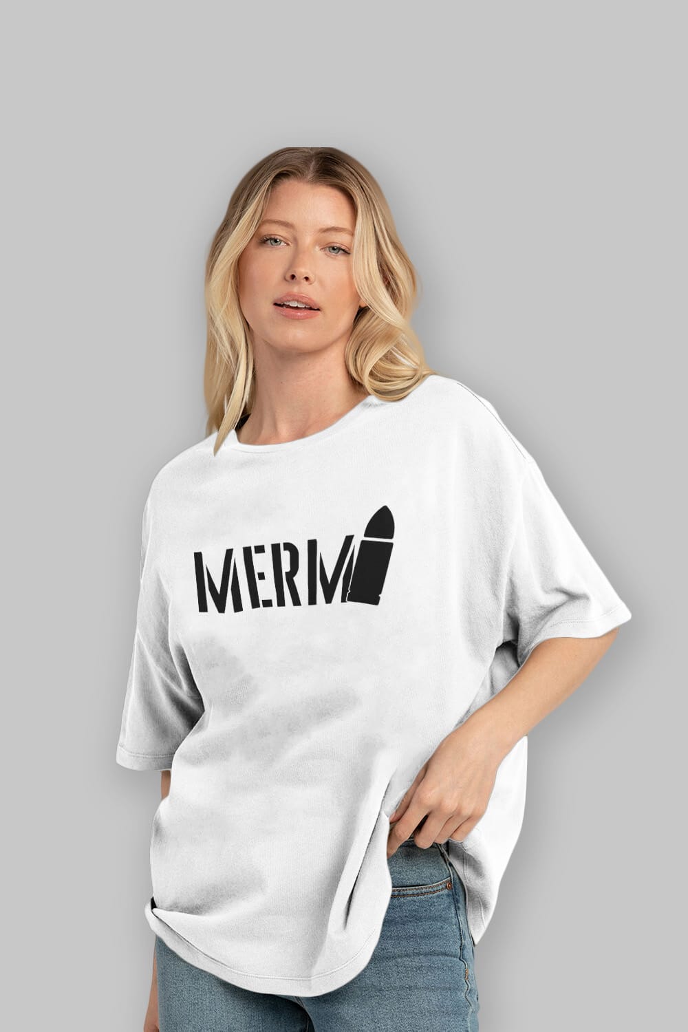 Mermi Ön Baskılı Oversize t-shirt %100 pamuk Erkek Kadın Unisex