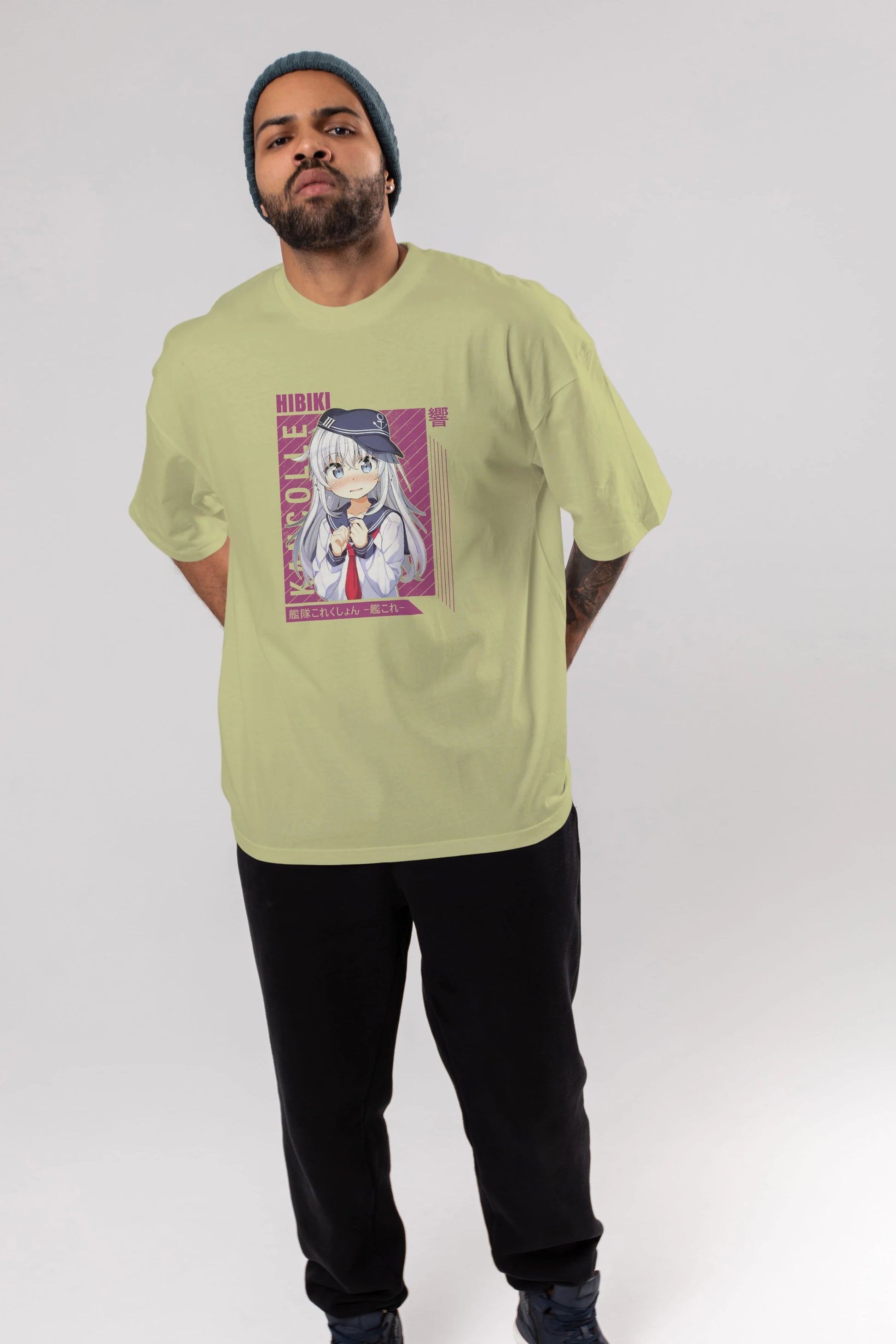 Hibiki 4 Anime Ön Baskılı Oversize t-shirt %100 pamuk Erkek Kadın Unisex