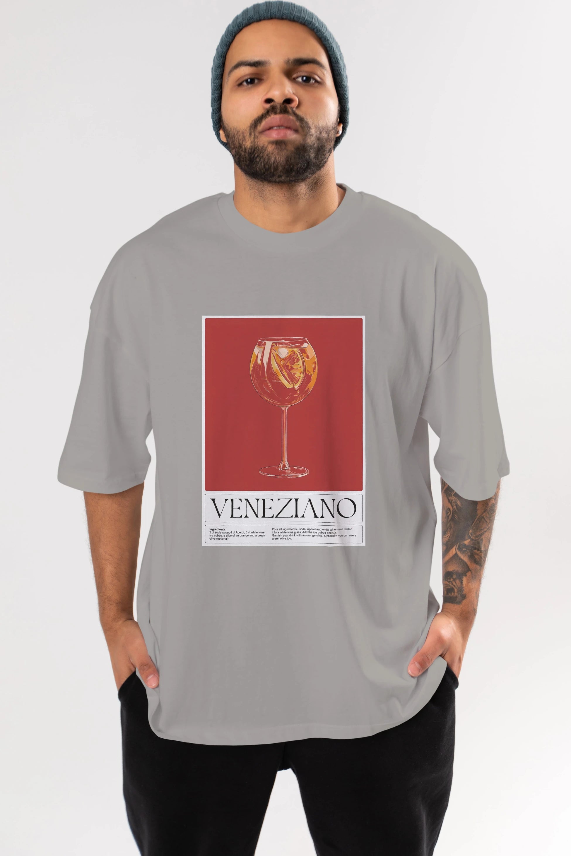 Veneziano Ön Baskılı Oversize t-shirt Erkek Kadın Unisex %100 Pamuk Bisiklet Yaka tişort