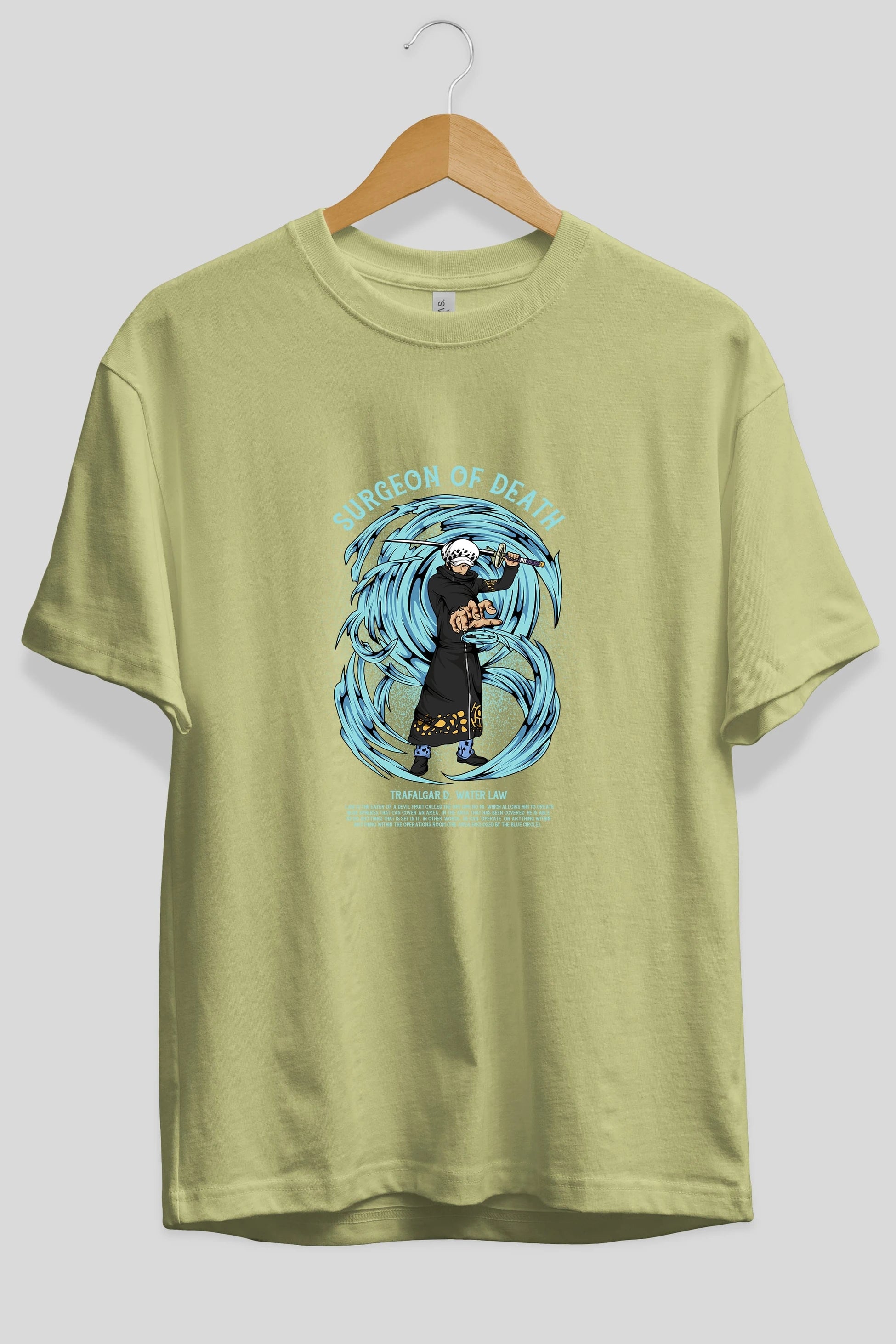 Trafalgad D. Water Law Anime Ön Baskılı Oversize t-shirt %100 pamuk Erkek Kadın Unisex