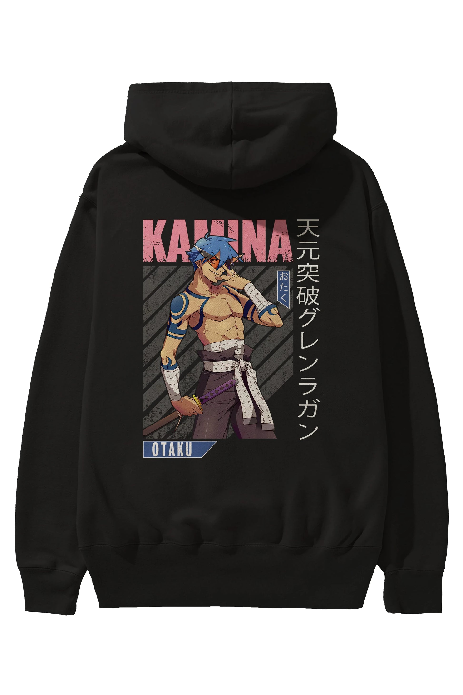 Kamina 5 Anime Arka Baskılı Hoodie Oversize Kapüşonlu Sweatshirt Erkek Kadın Unisex