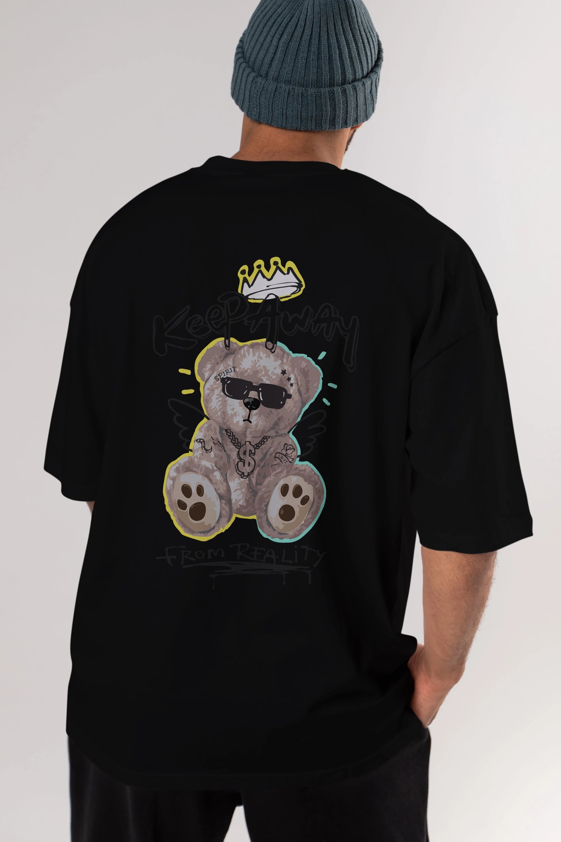 Keep Away Bear 2 Arka Baskılı Oversize t-shirt Erkek Kadın Unisex