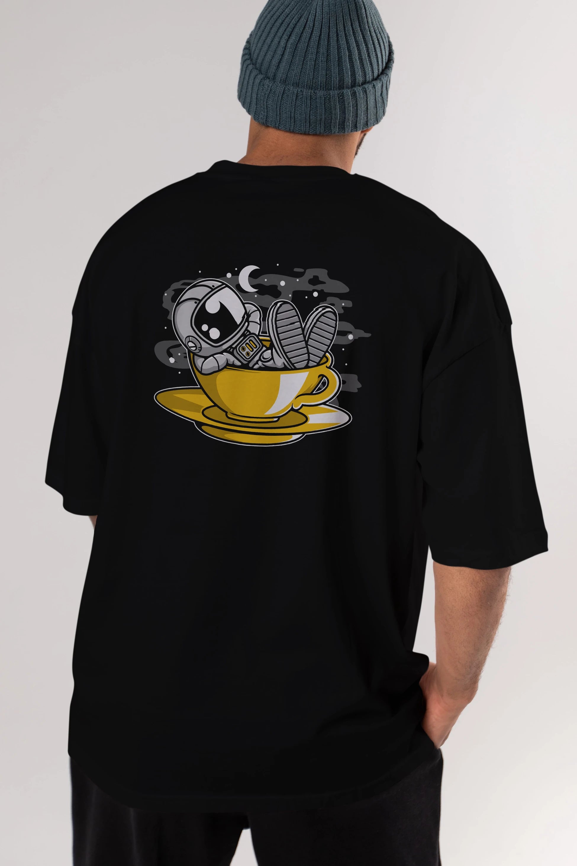 Astronaut Relax Arka Baskılı Oversize t-shirt Erkek Kadın Unisex