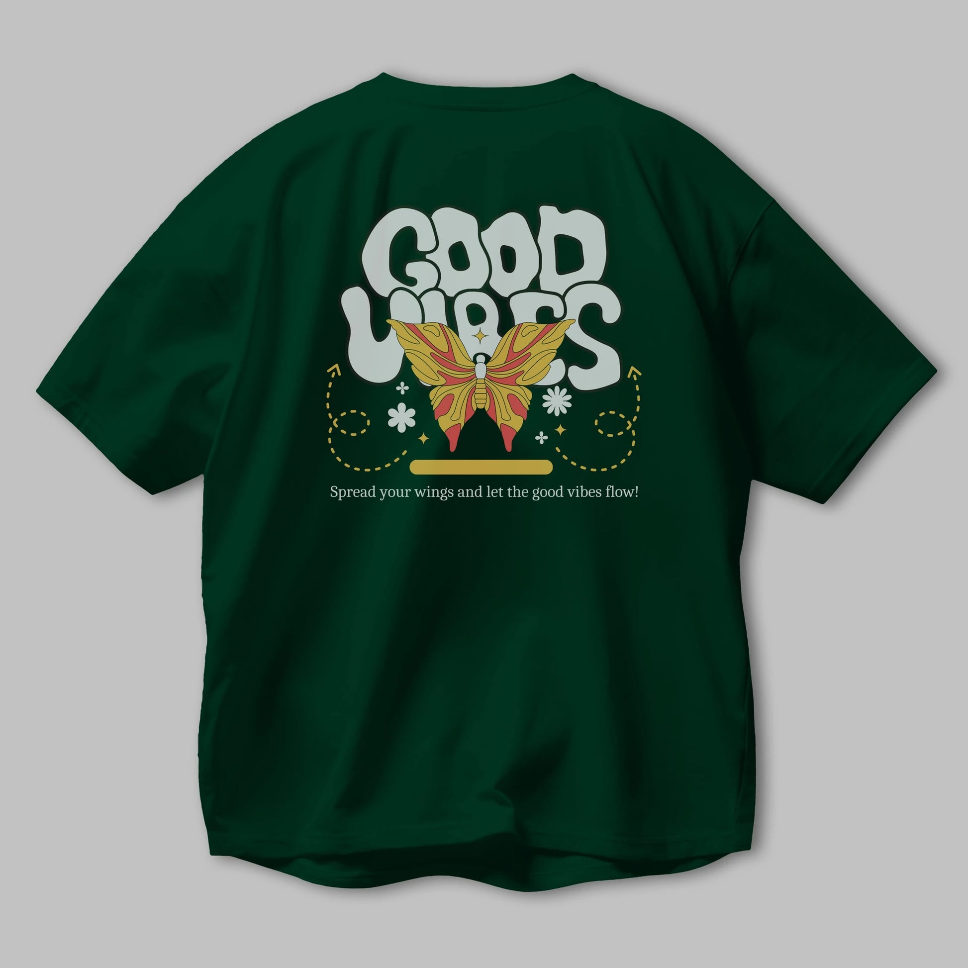 Good Vibes Yazılı 4 Arka Baskılı Oversize t-shirt Erkek Kadın Unisex