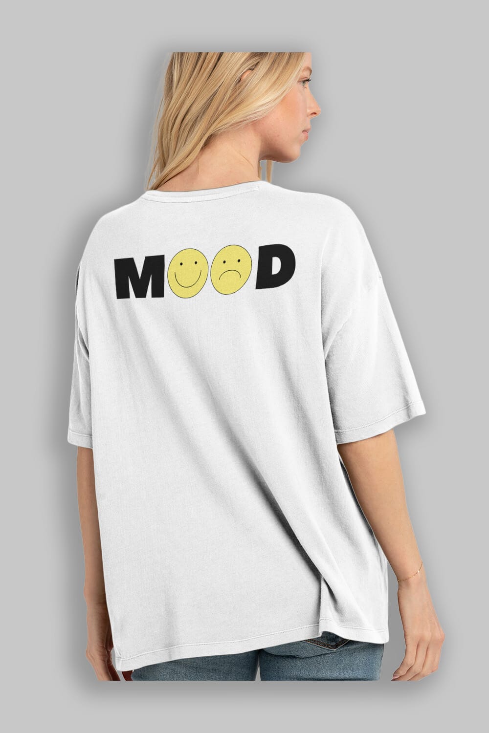 Mood Arka Baskılı Oversize t-shirt Erkek Kadın Unisex