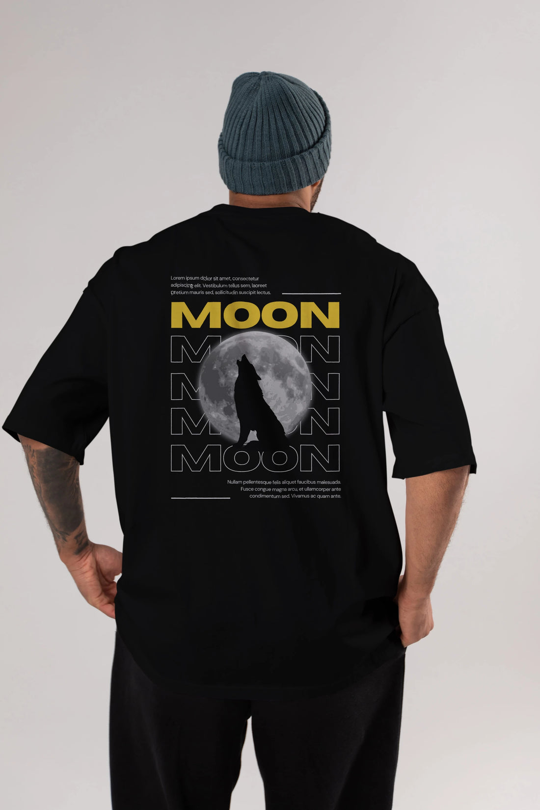 Moon Arka Baskılı Oversize t-shirt Erkek Kadın Unisex
