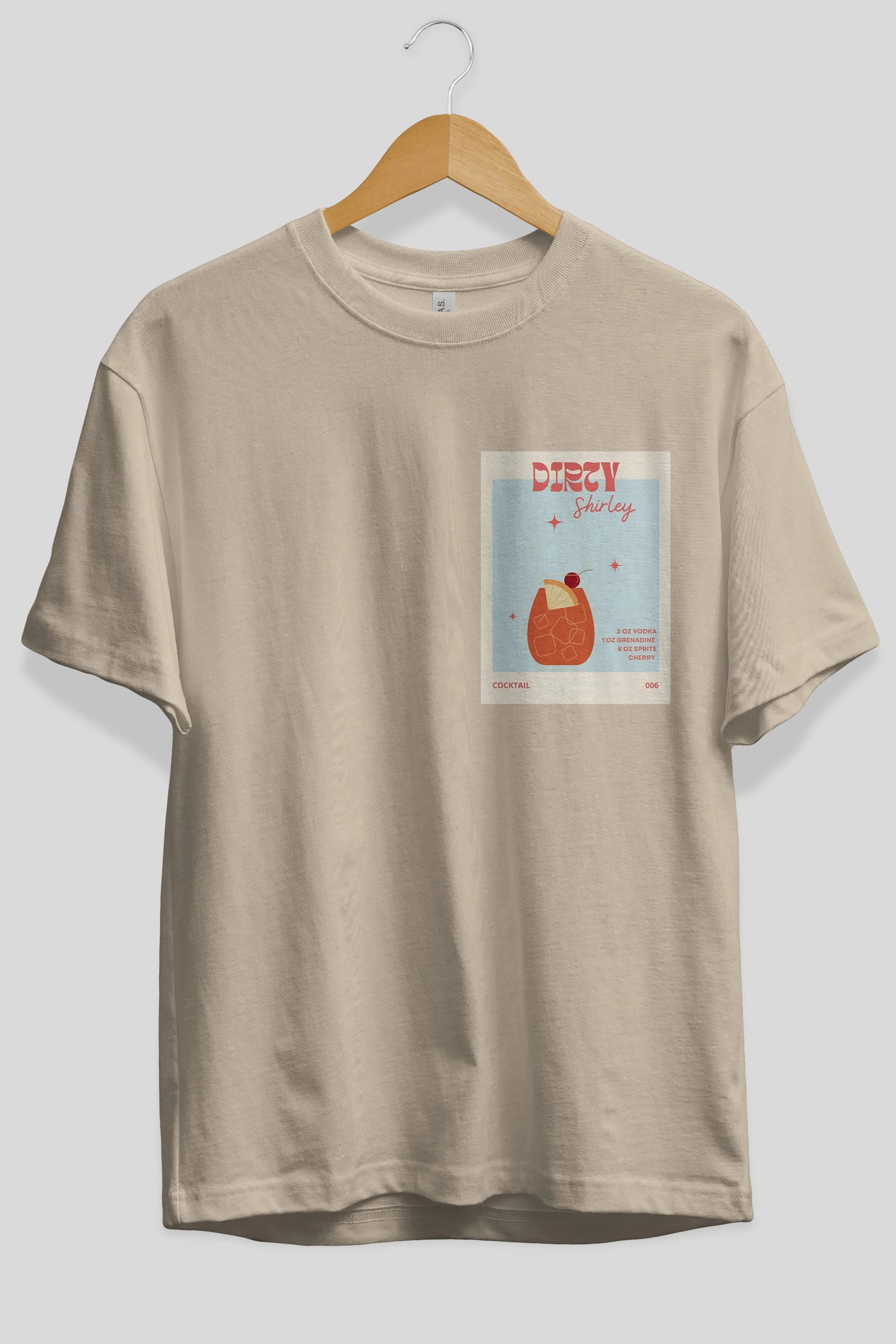 Dirty Shirley Ön Sol Baskılı Oversize t-shirt Erkek Kadın Unisex %100 Pamuk Bisiklet Yaka tişort